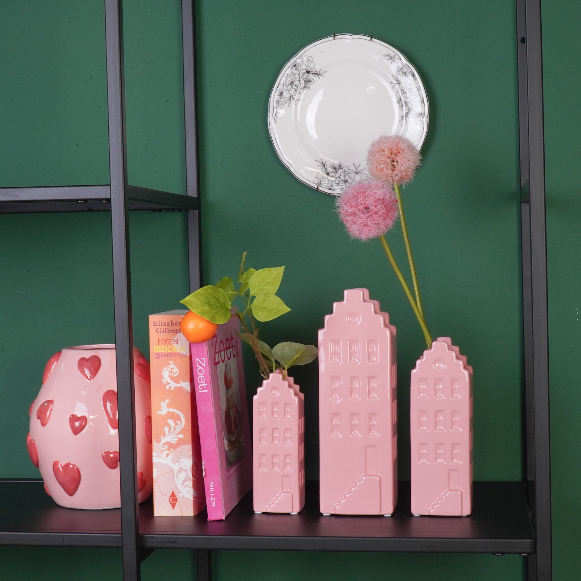 Bloemenvaas- Huis Vaas - Keramiek-Licht Roze - 6x5,5x18 cm