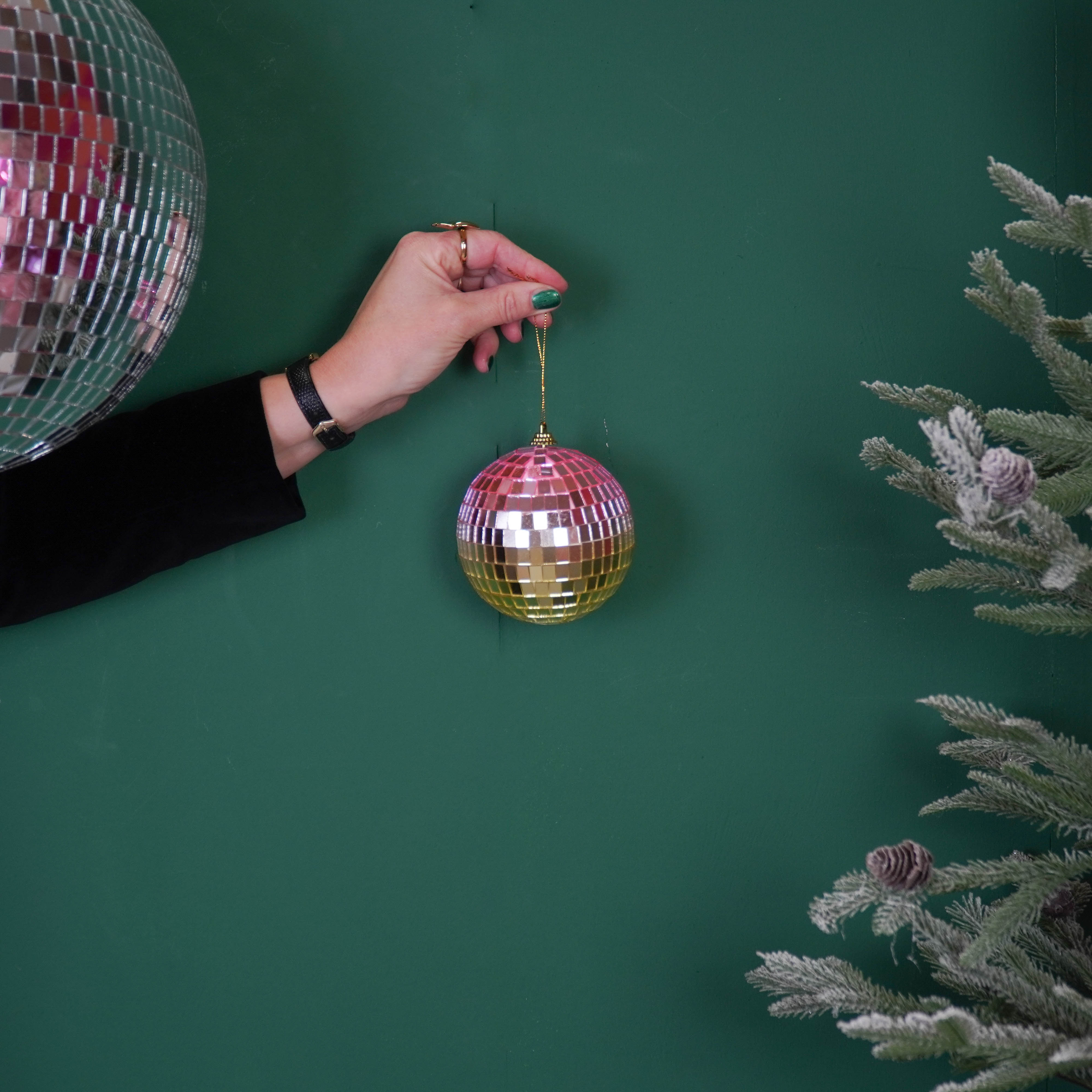 Kerstversiering - Kersthanger - Discobal - Foam - Roze/Goud - 10x10x10cm