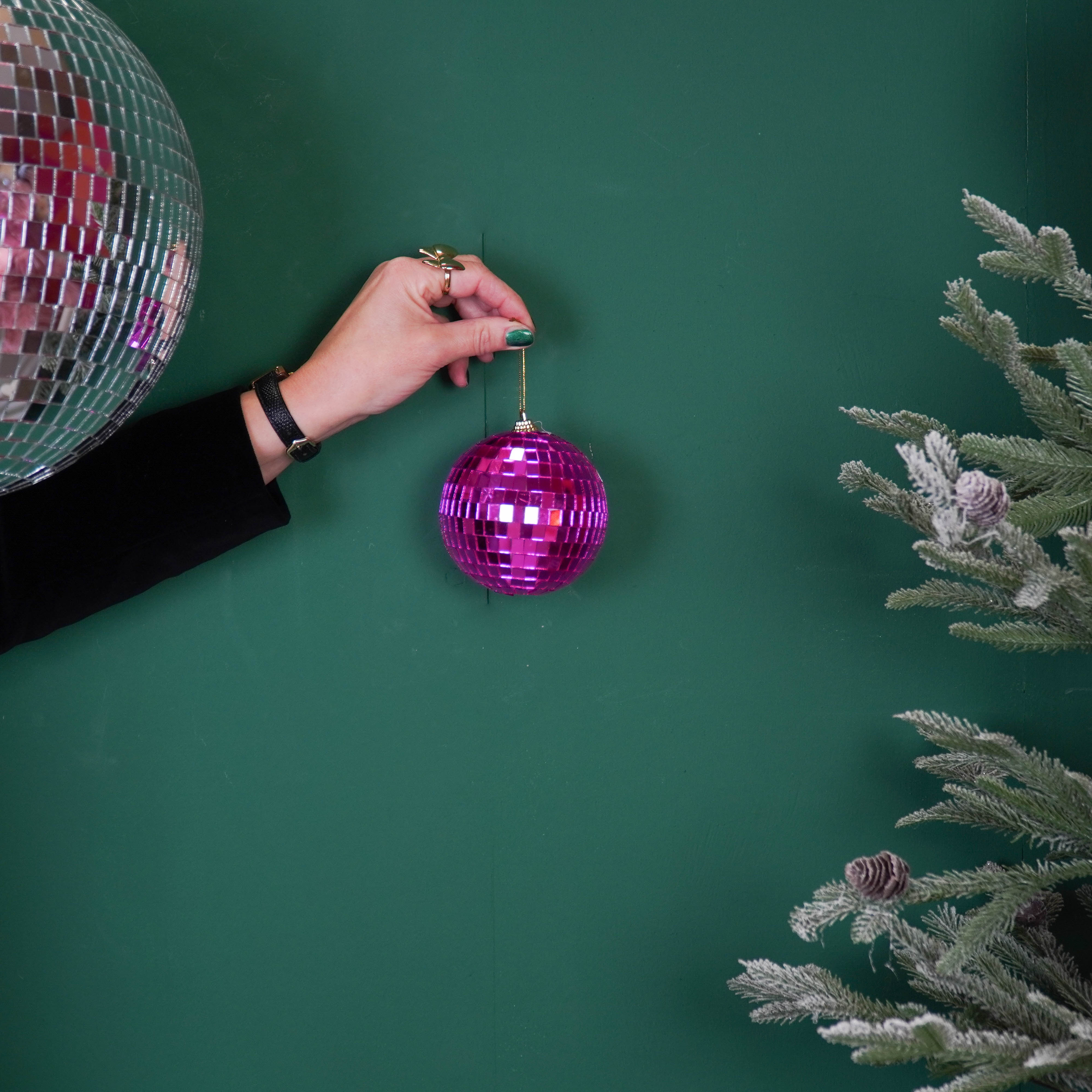 Kerstversiering - Kersthanger - Discobal - Foam - Roze - 10x10x10cm