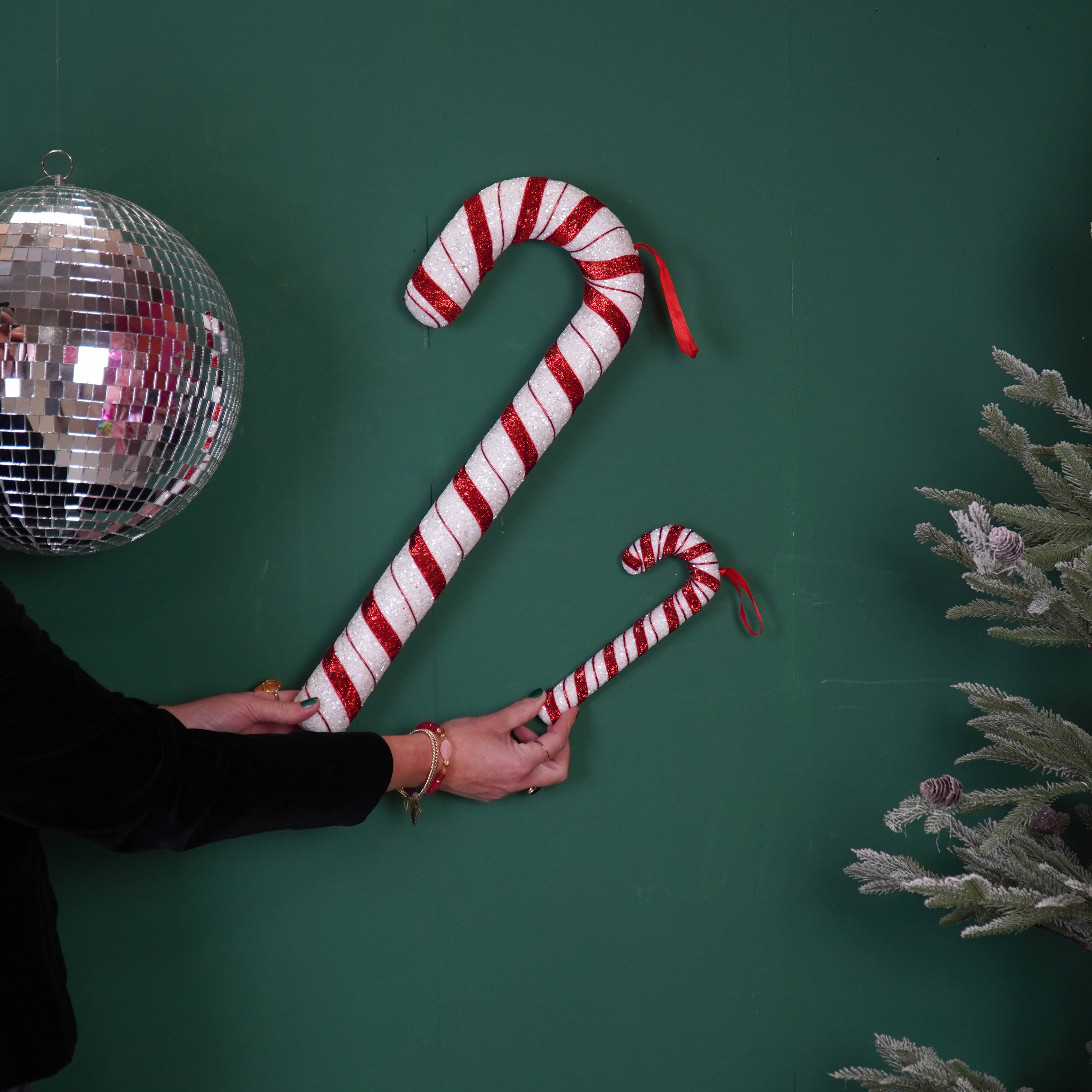 Kerstversiering - Zuurstok - Wit/Rood - Foam - 52cm