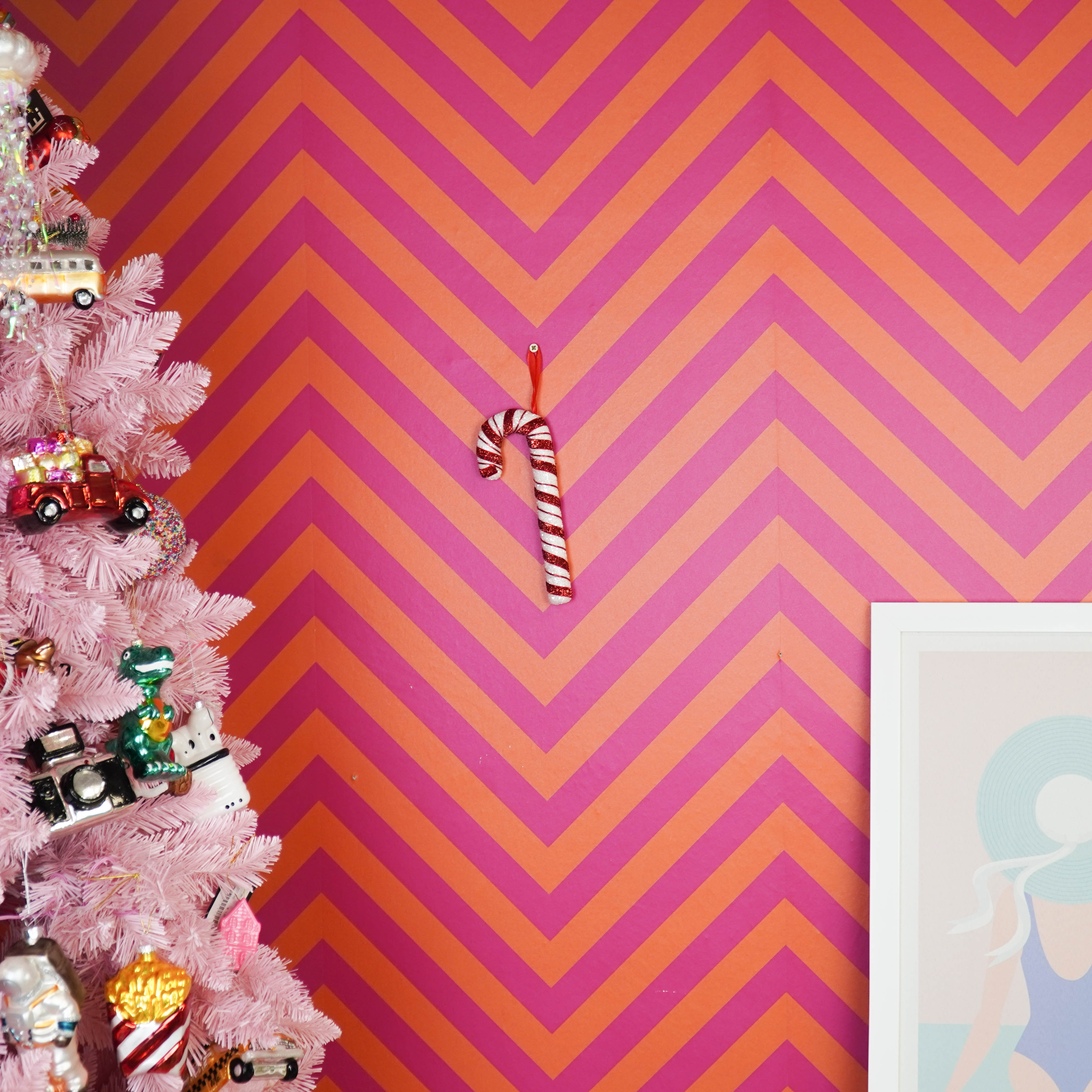 Kerstversiering - Zuurstok - Wit/ Rood - Foam - 21 cm