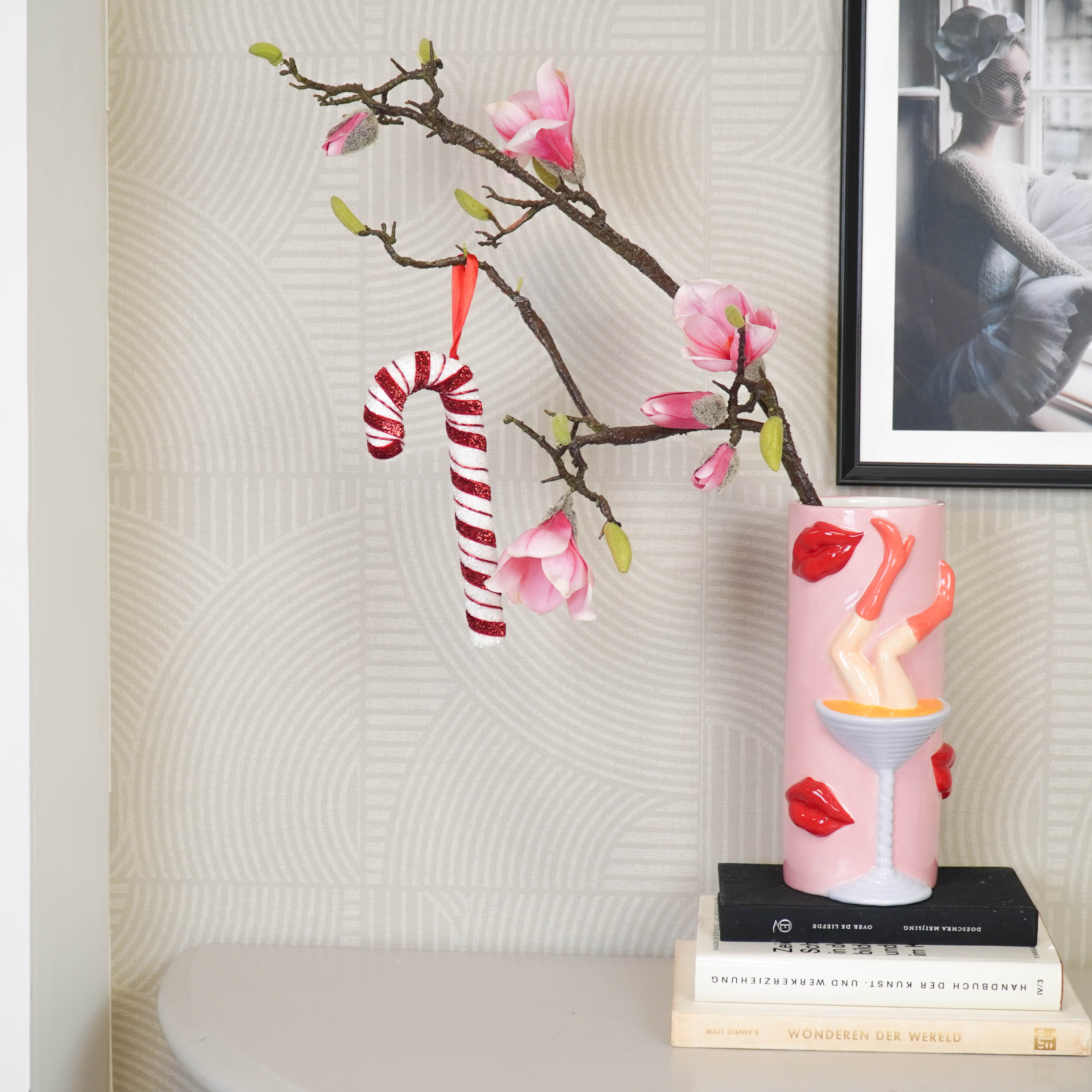 Kerstversiering - Zuurstok - Wit/ Rood - Foam - 21 cm