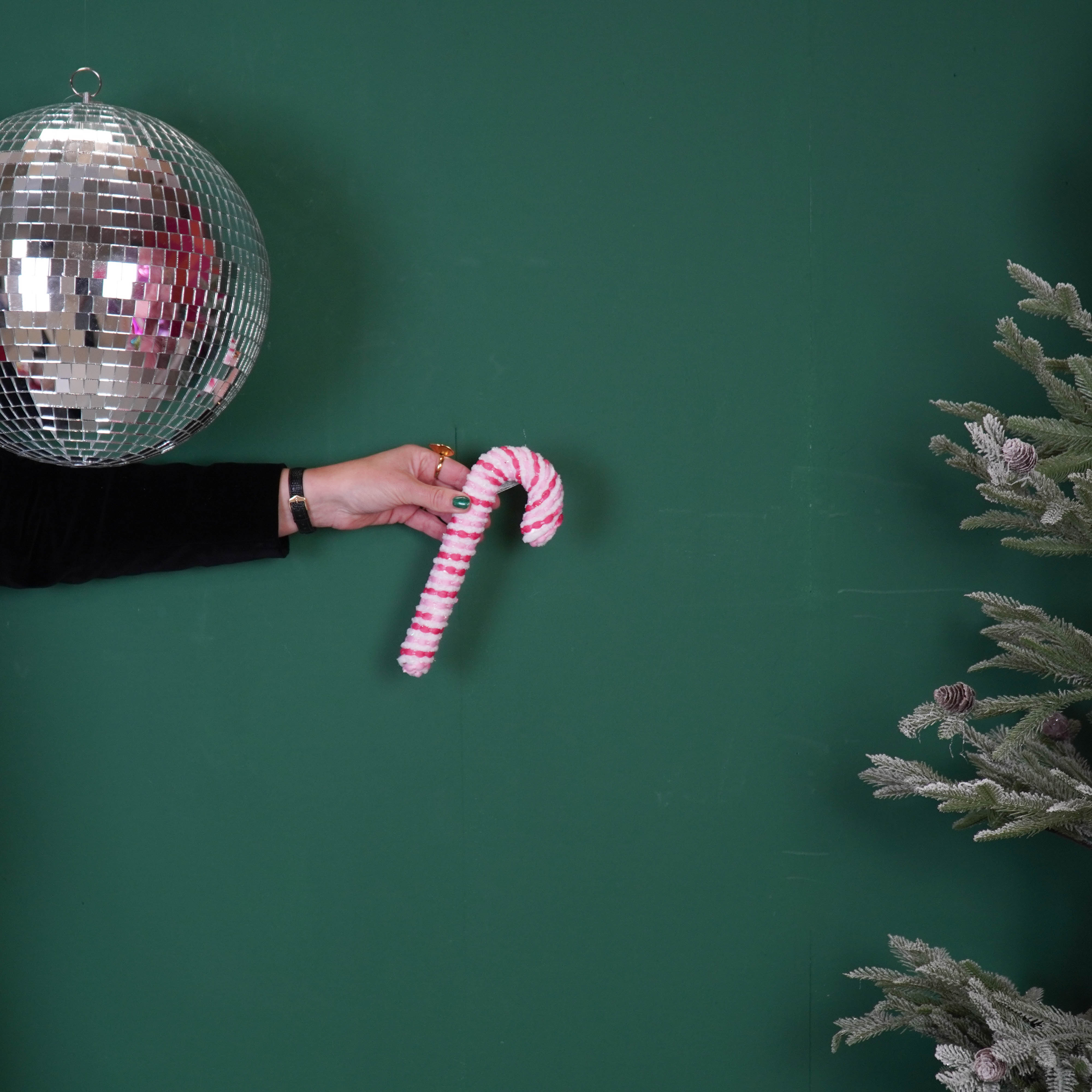 Kerstversiering - Zuurstok - Roze/ Wit - Foam - 21 cm