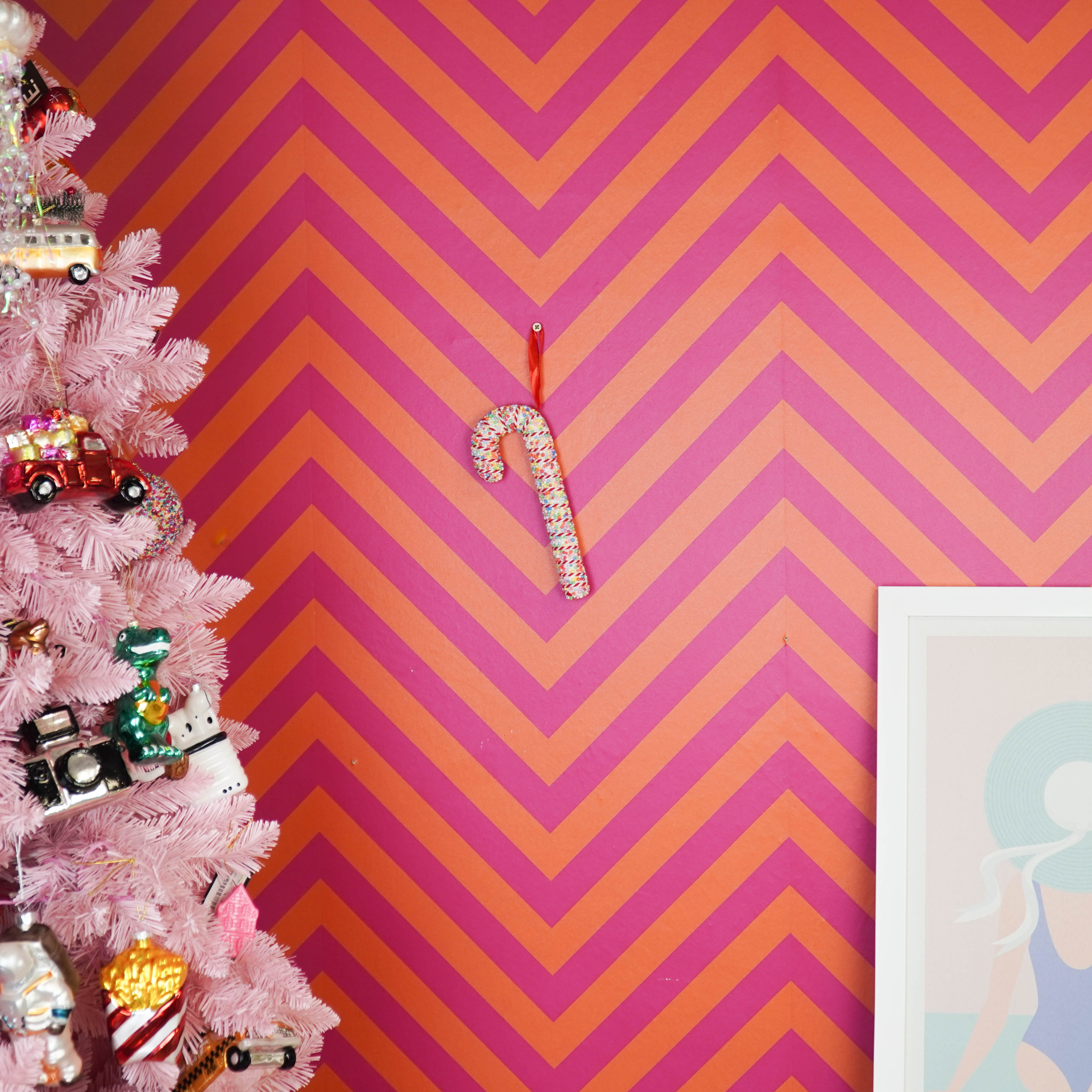 Kerstversiering - Zuurstok - Wit/ Discobal Dip - Foam - 21 cm