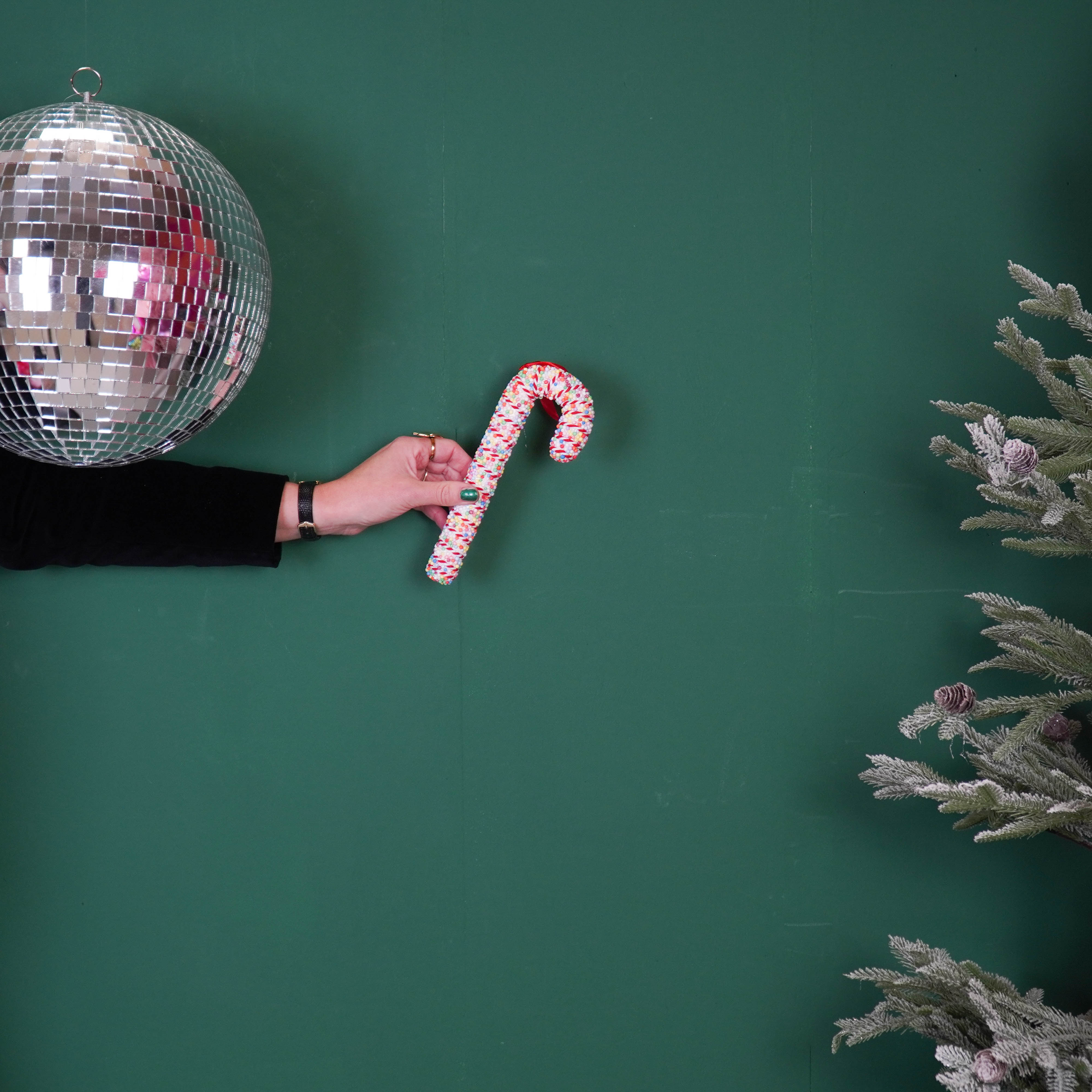 Kerstversiering - Zuurstok - Wit/ Discobal Dip - Foam - 21 cm