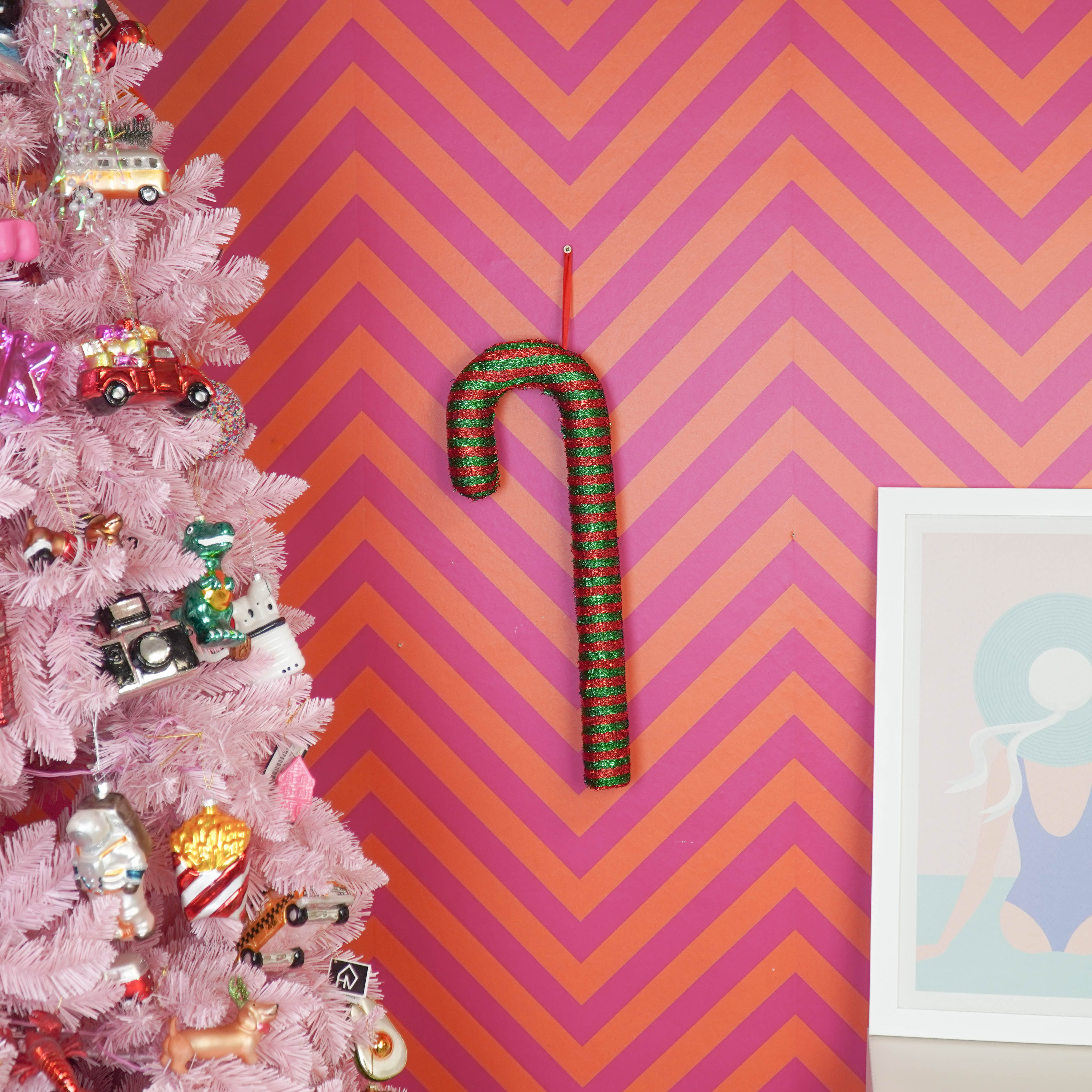 Kerstversiering - Zuurstok - Groen/ Rood - Foam - 52 cm