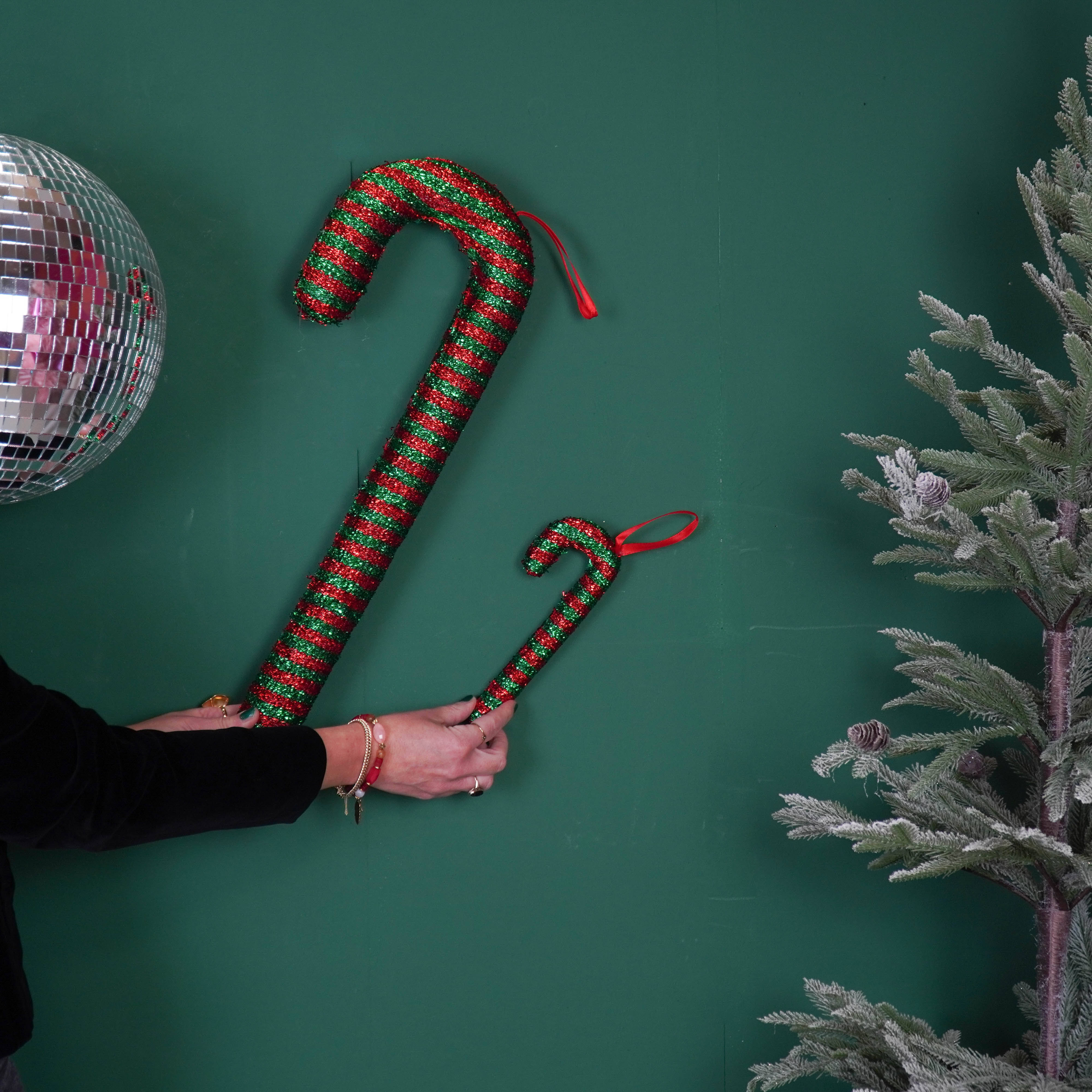 Kerstversiering - Zuurstok - Groen/ Rood - Foam - 52 cm