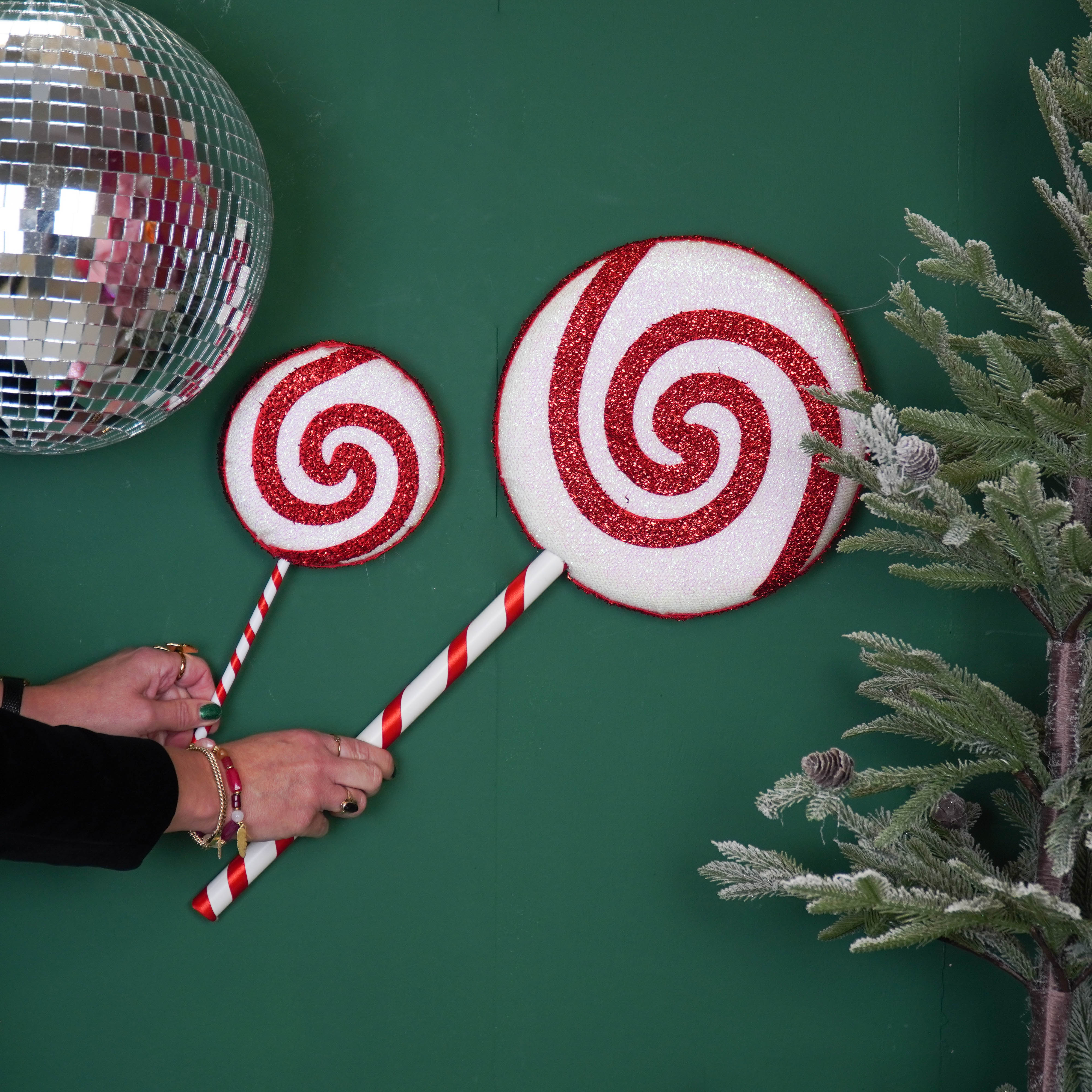 Kerstversiering - Lolly - Wit/ Rood - Foam - 25x63cm
