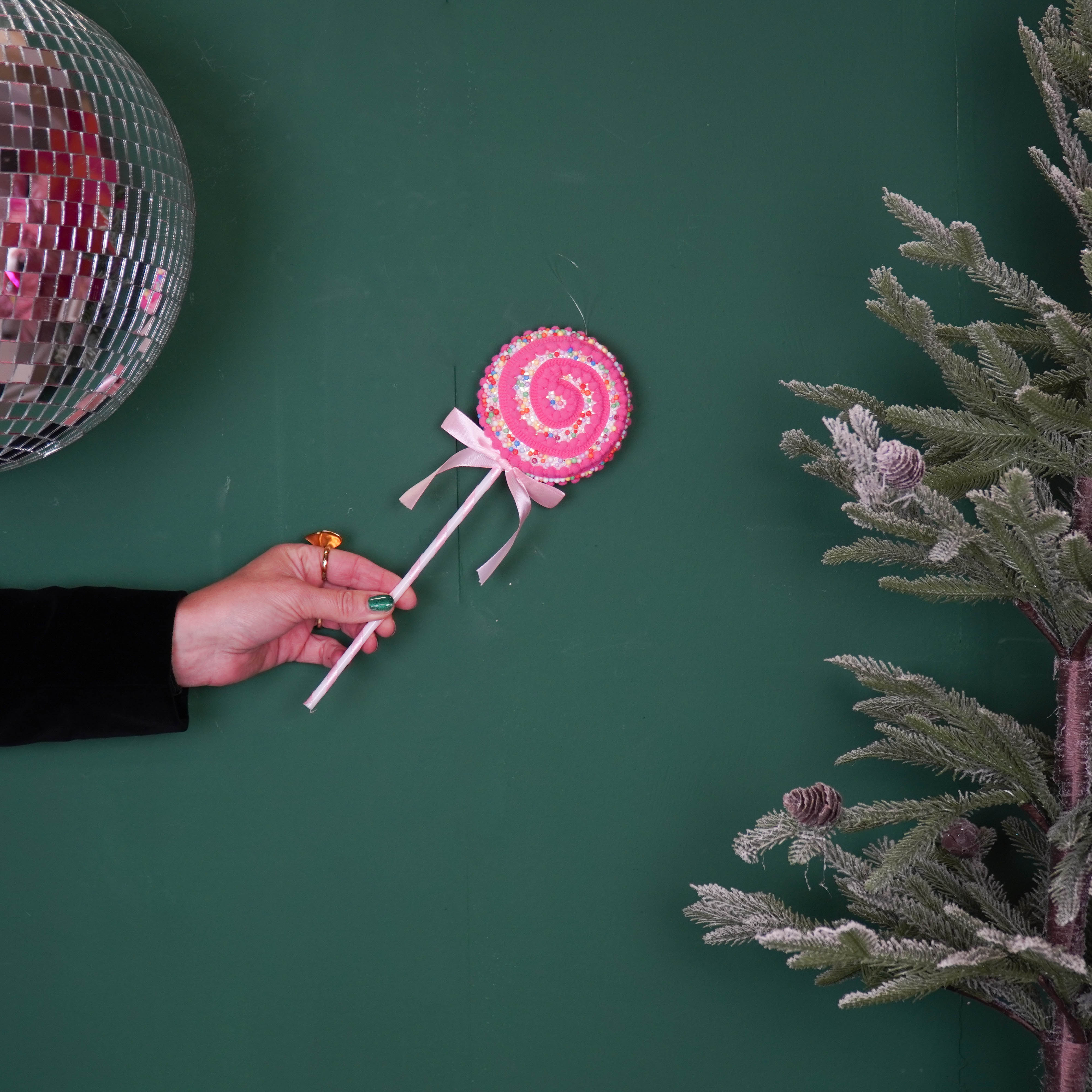 Kerstversiering - Lolly - Roze/Geel - Foam - 10x29cm