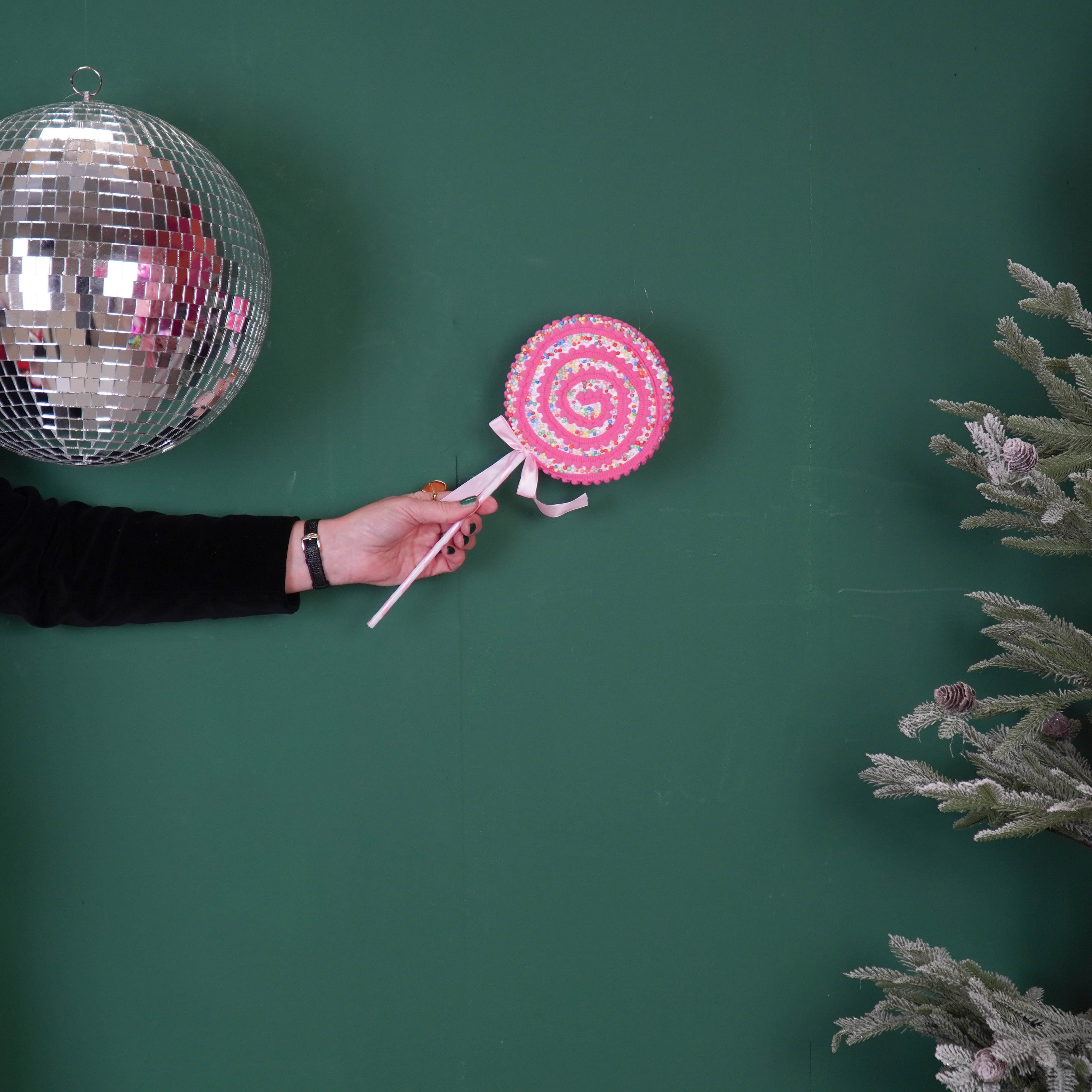 Kerstversiering - Lolly - Roze/ Geel - Foam - 15x35cm