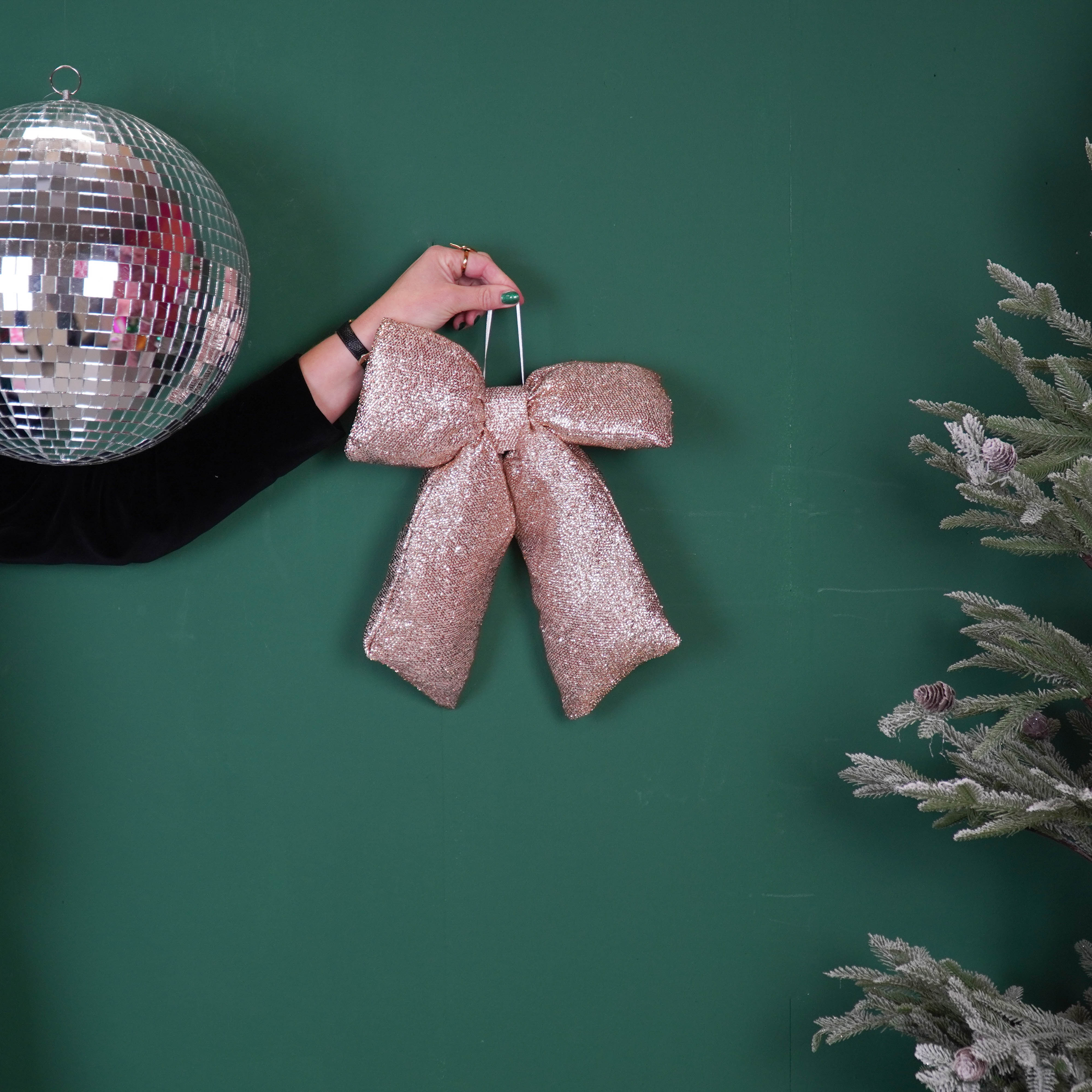 Kerst Decoratie - Strik - Goud - Glitter Stof - 32x40cm