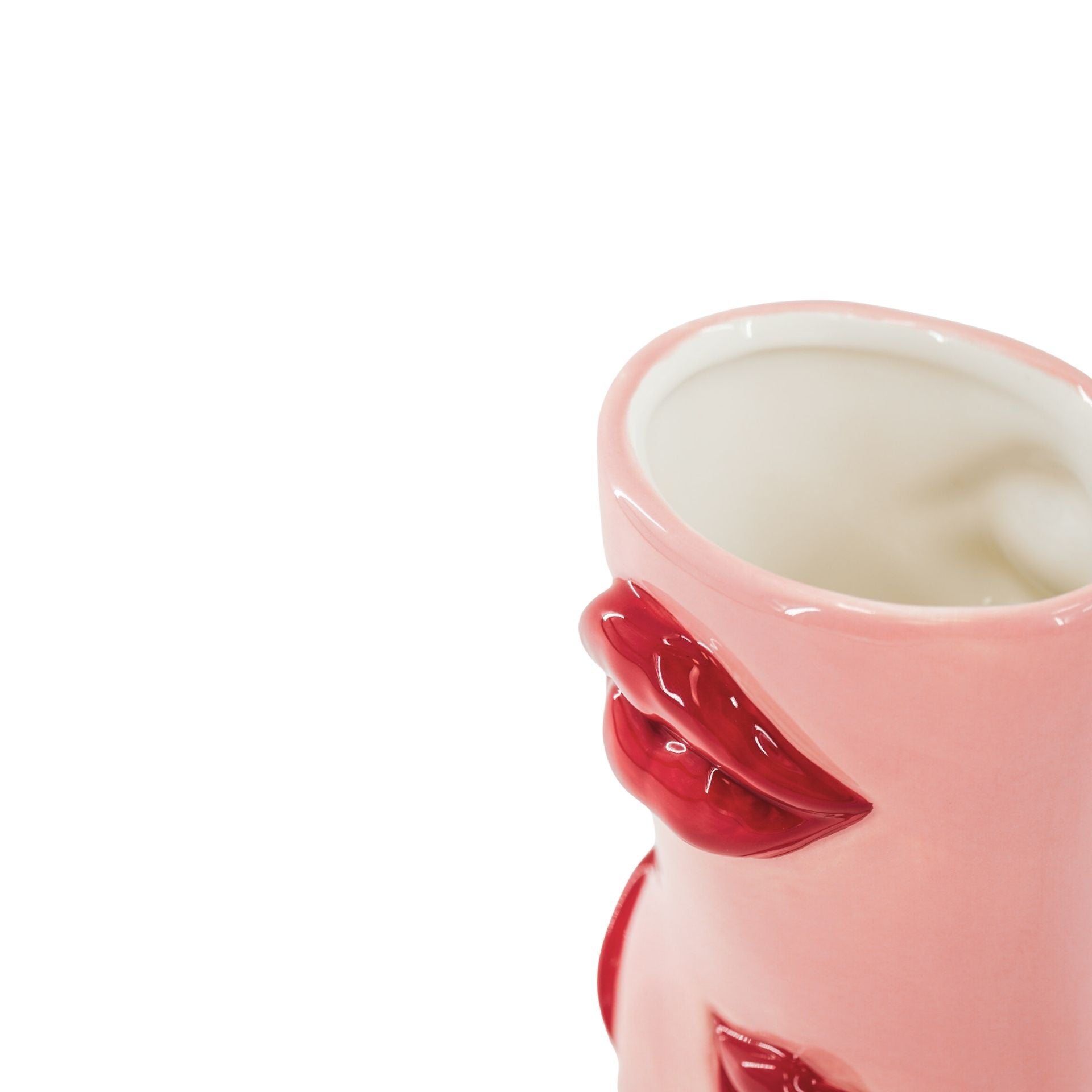 Bloemenvaas- Laars met Lipjes Vaas- Keramiek-Roze/Red- 19,5x8,5x23 cm