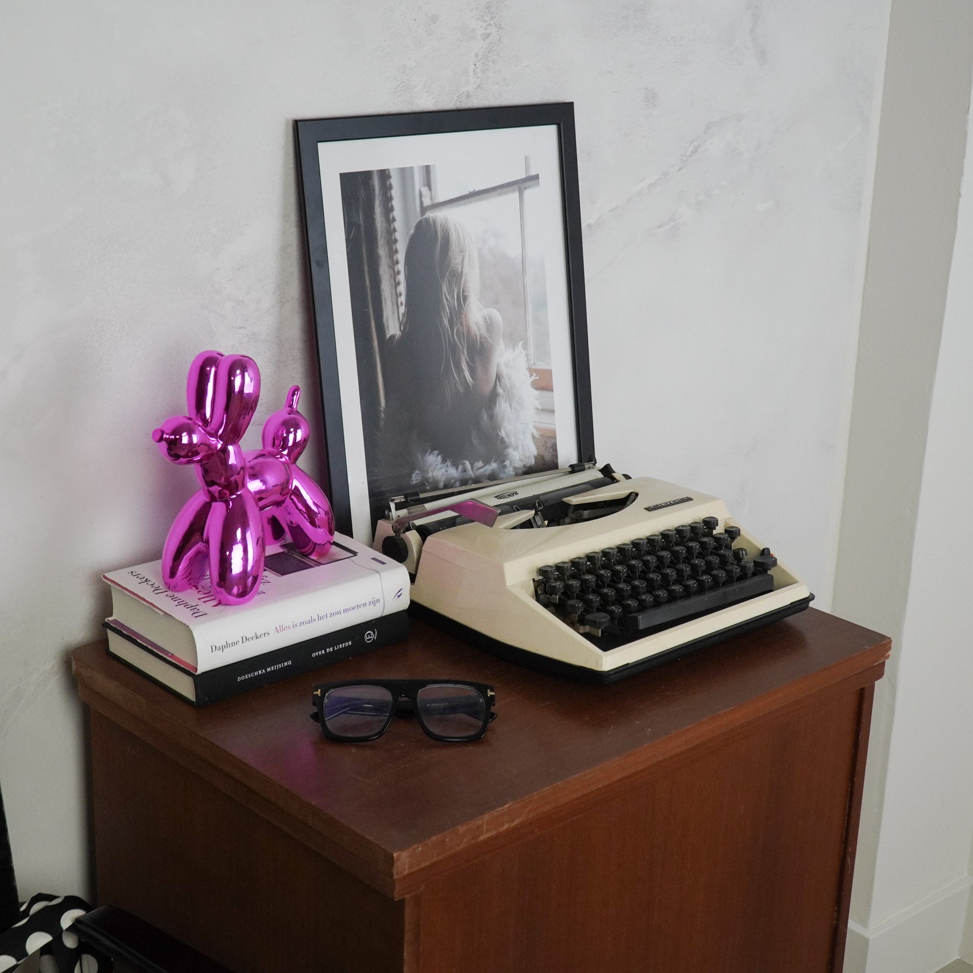 Ornament- Ballon Hond Beeld- Keramiek- Metallic Roze - 20x9x19 cm