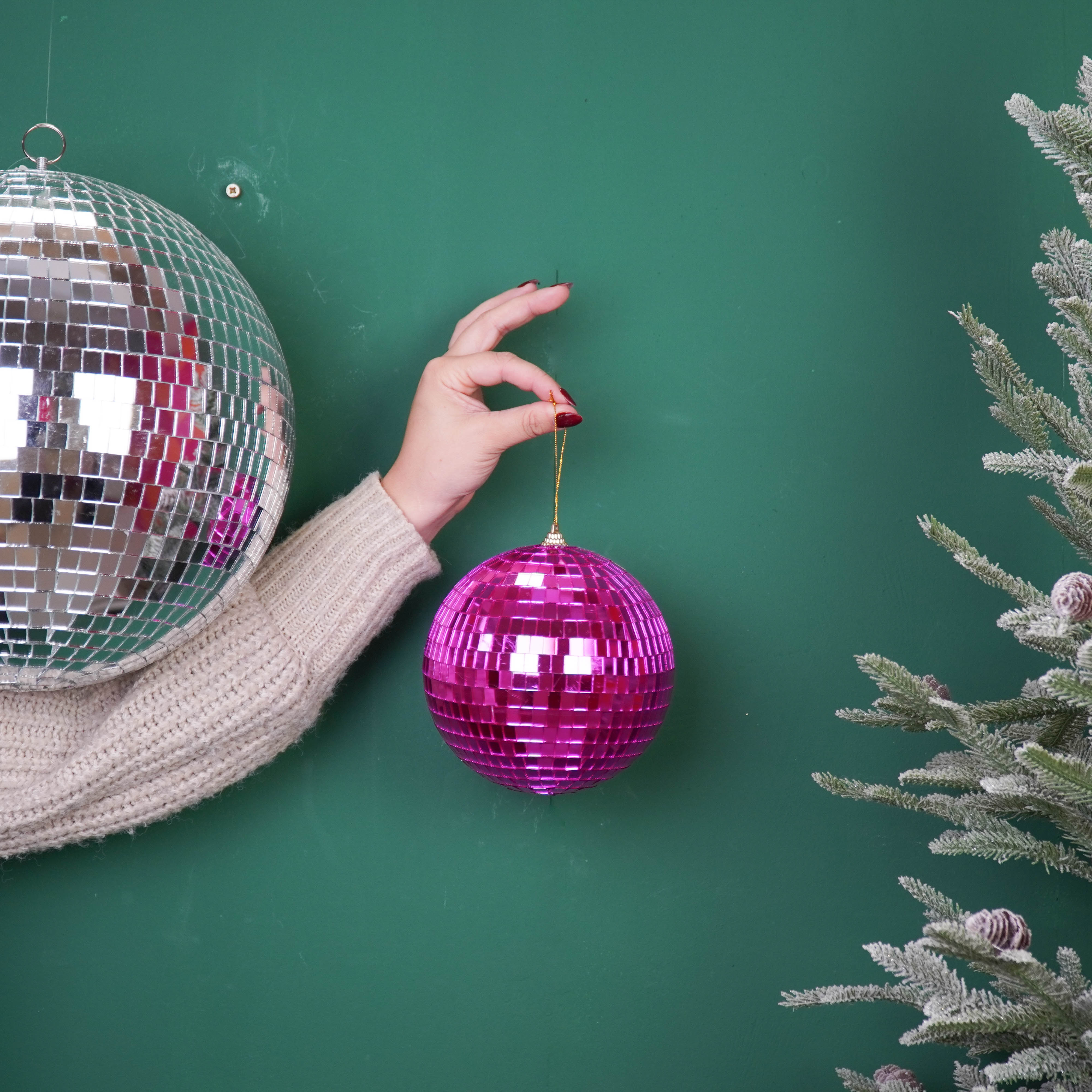 Kerstversiering - Kersthanger - Discobal - Foam - Roze - 15x15x15cm