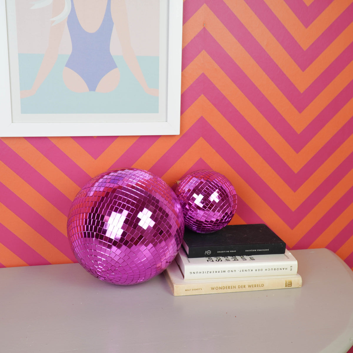 XMAS - Roze Discoballen Set – 6 Verschillende Maten – 8 tot 30 cm – Spiegelbollen – Disco Decoratie – Feest & Interieur