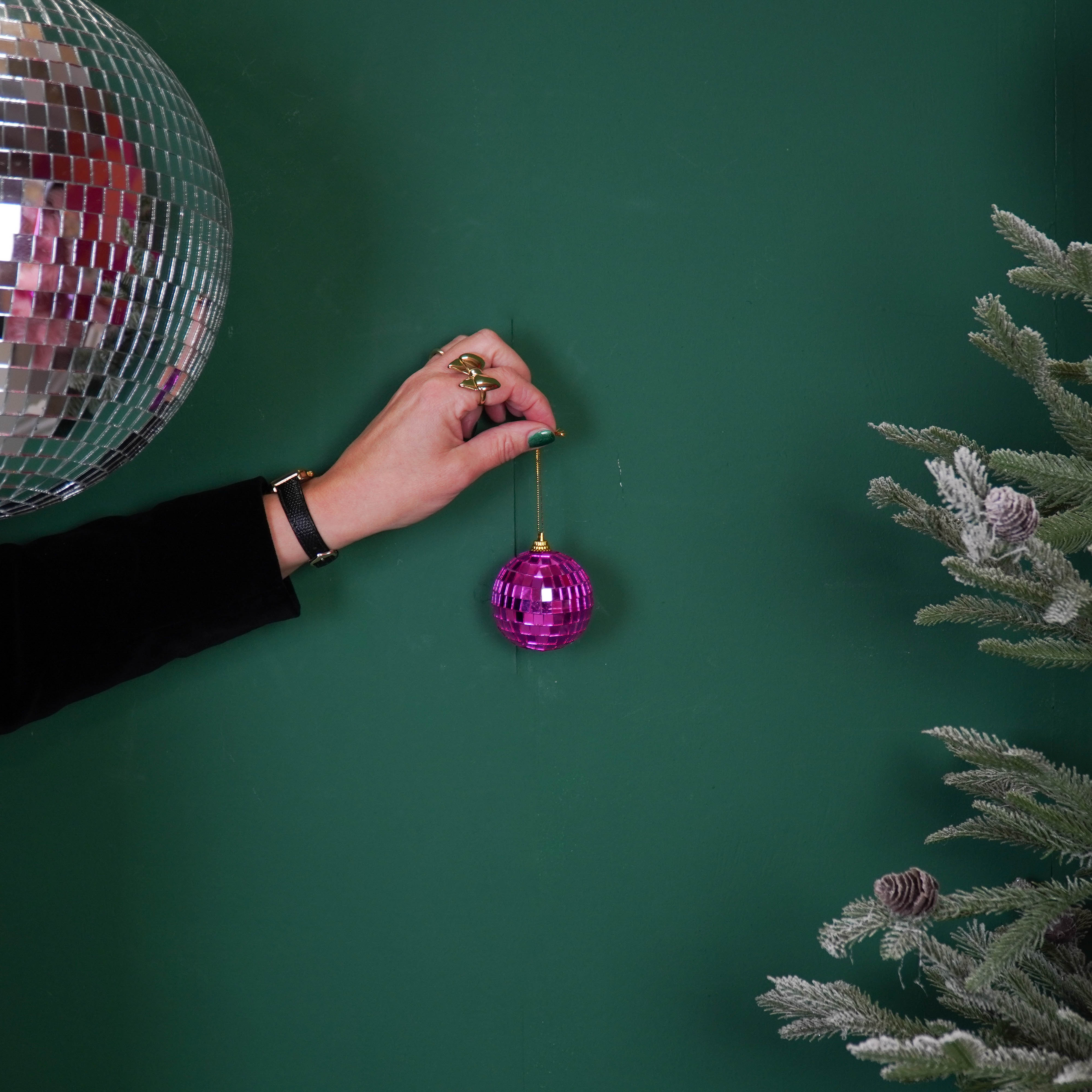 Kerstversiering - Kersthanger - Discobal - Foam - Set van 6 - Roze - 6x6x6cm