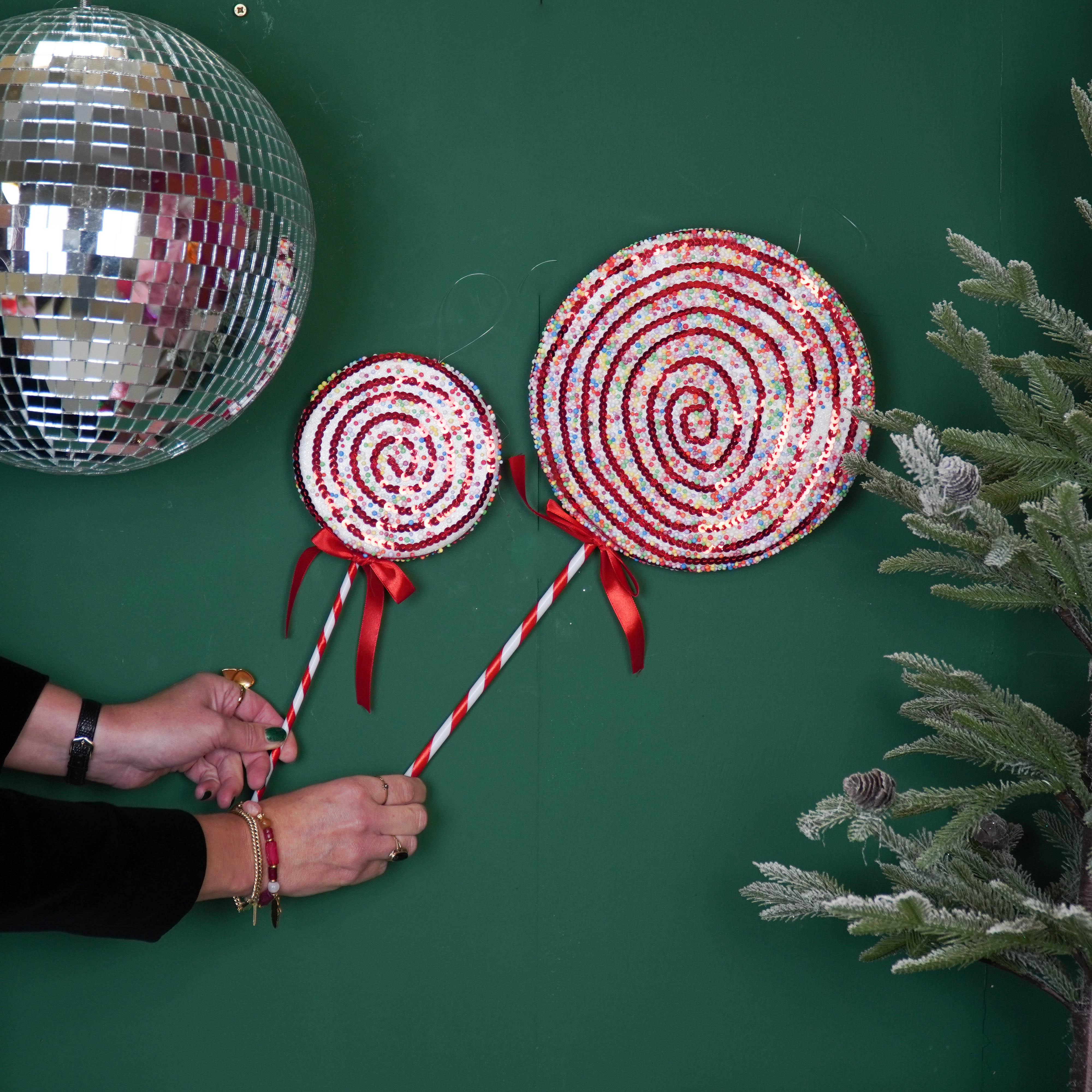 Kerstversiering - Lolly - Rood/ Wit/ Swirl - Foam - 25x63cm