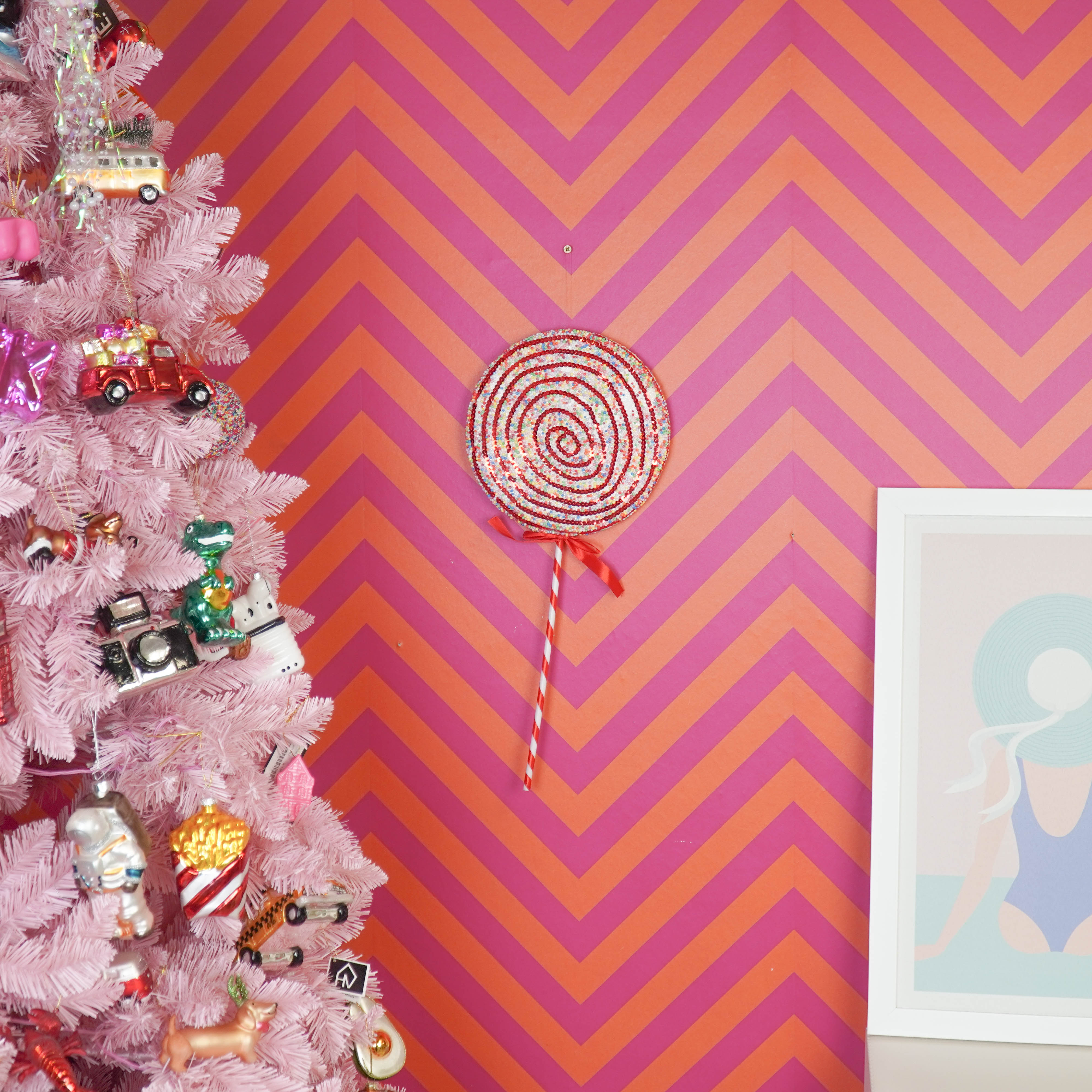 Kerstversiering - Lolly - Rood/ Wit/ Swirl - Foam - 25x63cm