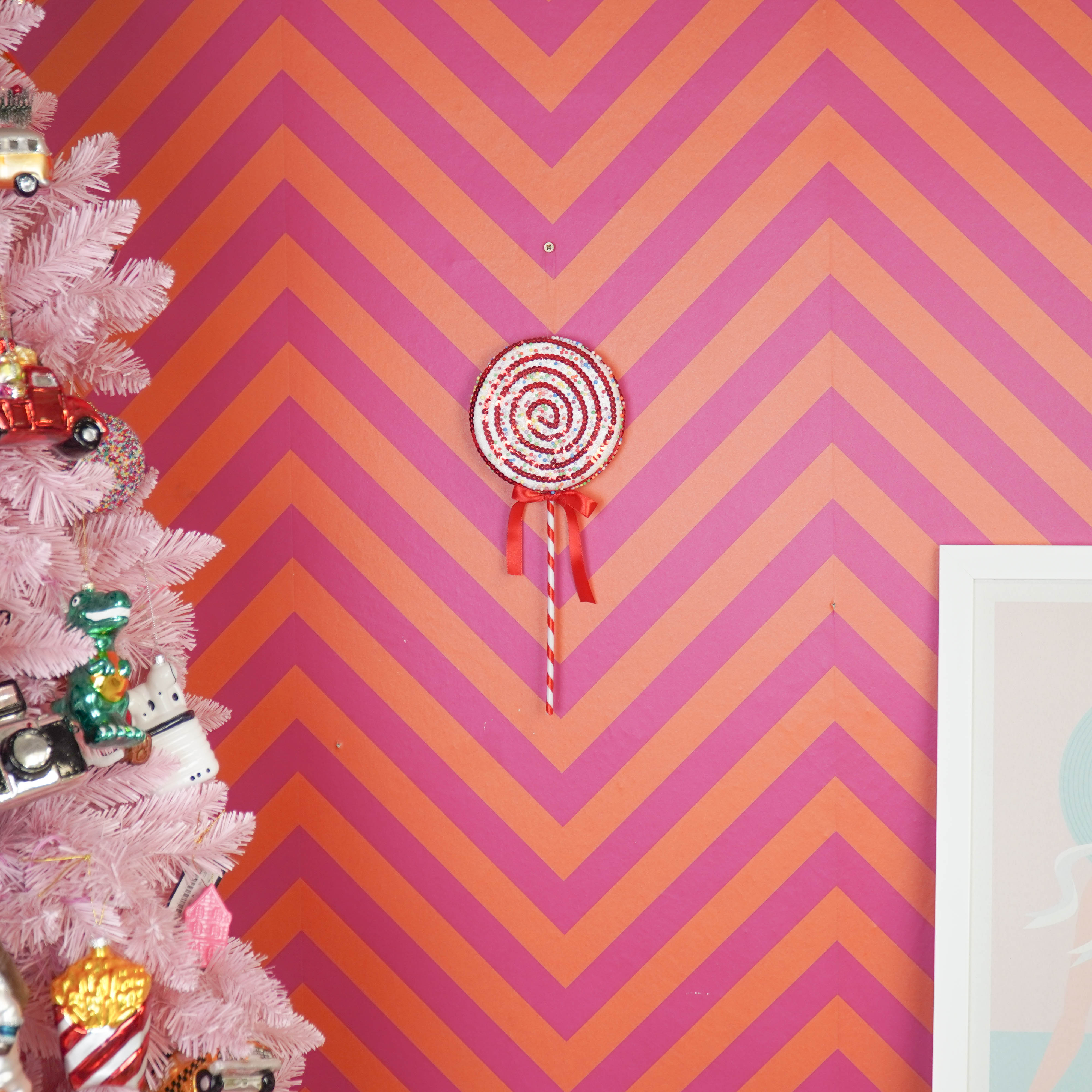 Kerstversiering - Lolly - Rood /Wit/ Swirl - Foam - 15x35cm