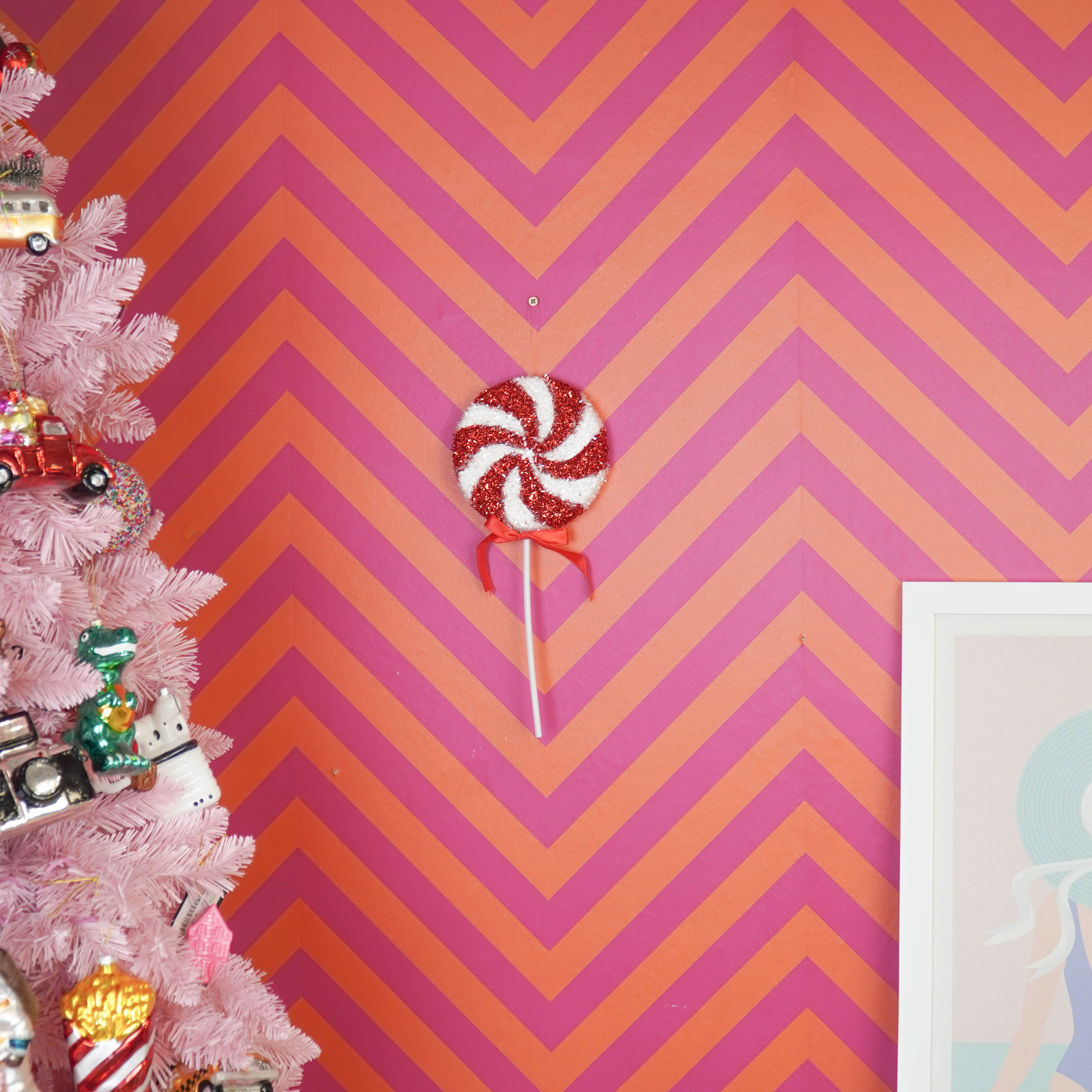 Kerstversiering - Glitter Lolly - Rood/Wit - Foam - 15x35cm