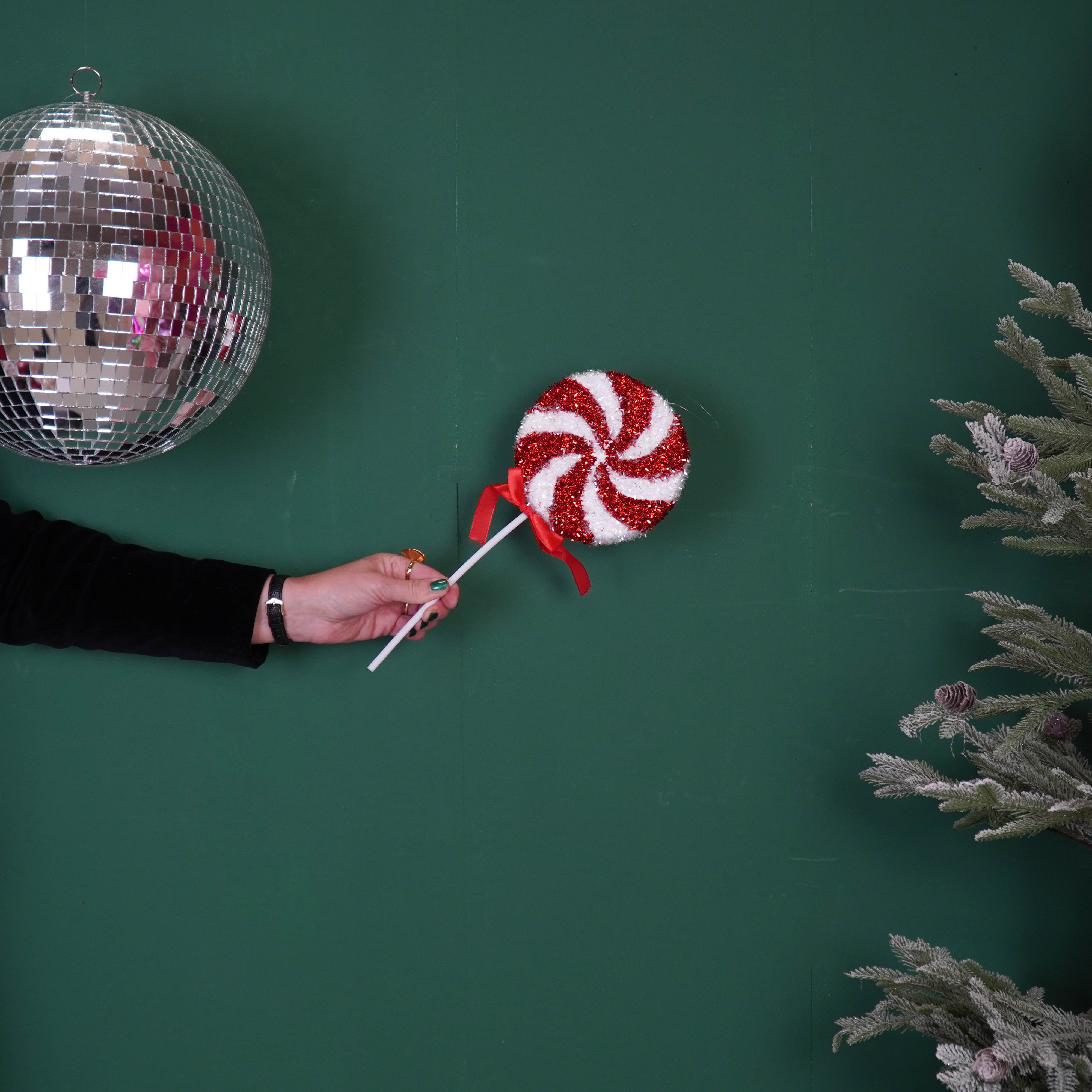 Kerstversiering - Glitter Lolly - Rood/Wit - Foam - 15x35cm