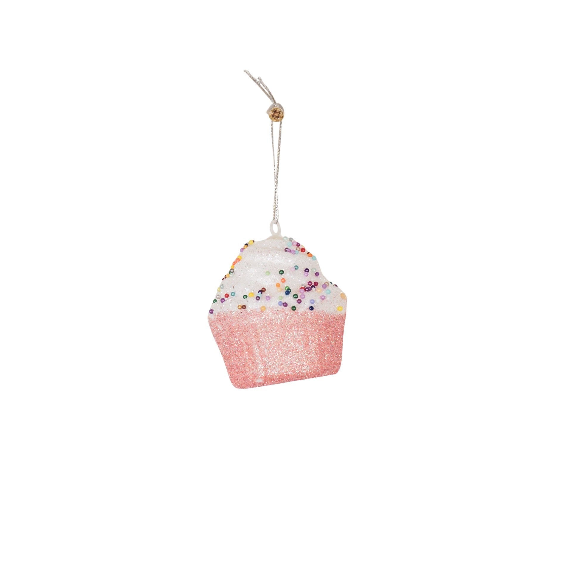 Kersthangers - Cupcakes met Discobal Dip - Set van 3 - Roze/Wit - 8x4x7cm