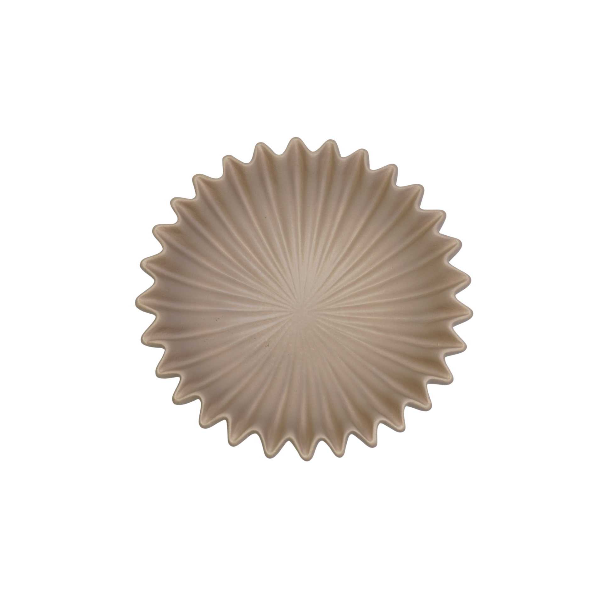 Schaal- Plissé Schaal- Keramiek- Taupe- 29,5x29,5x9cm