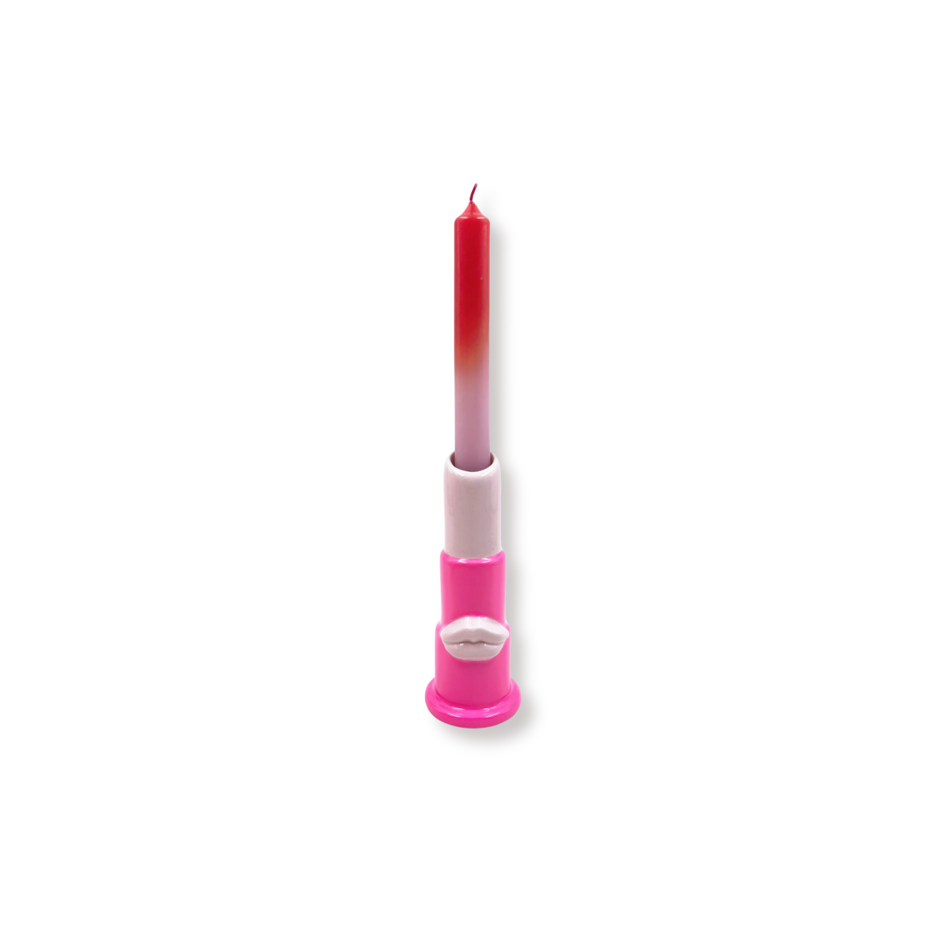 Kaarshouder - Kandelaar - Lippenstift - Roze - 5x5x15cm