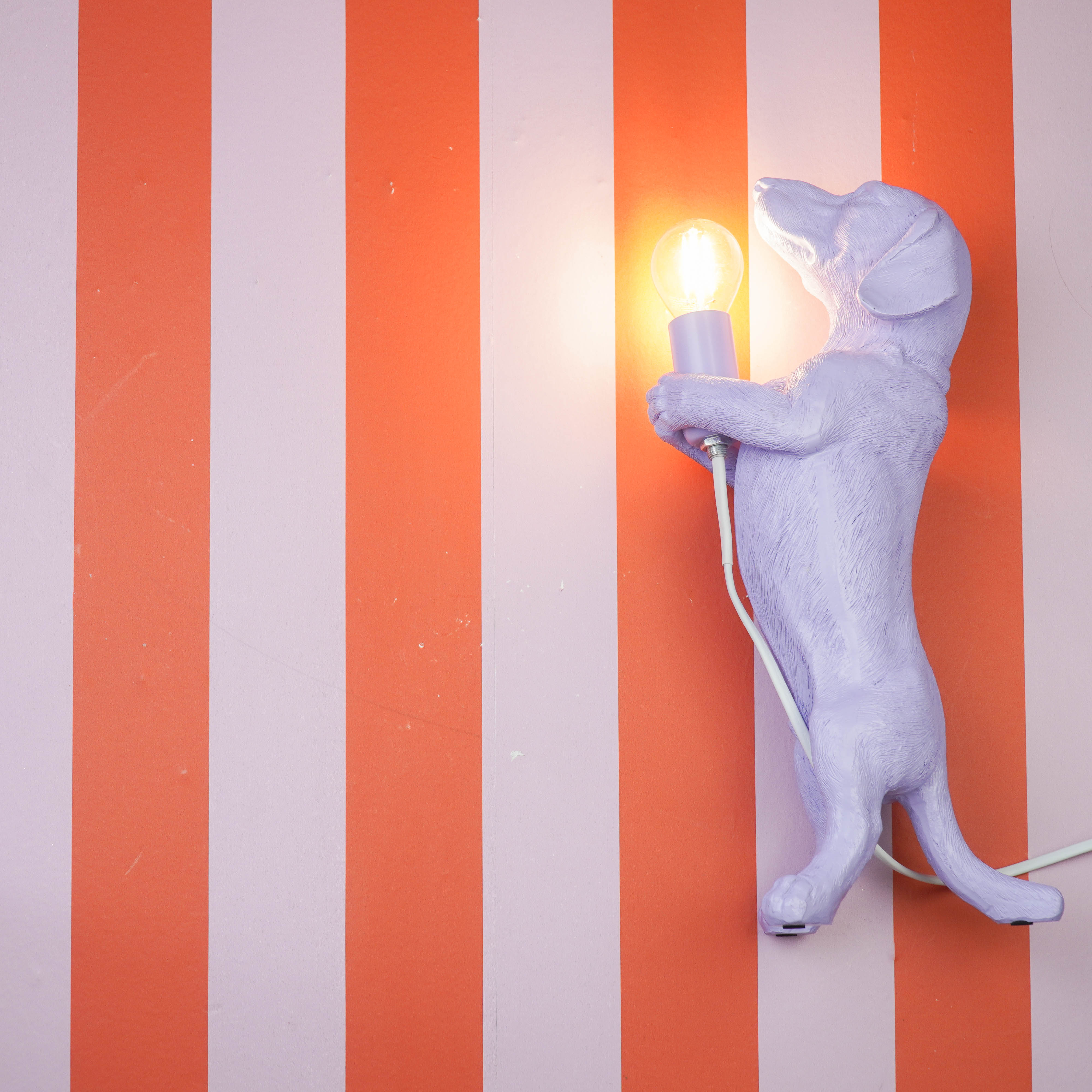 Lampen - Teckel Tafellamp - Polyresin - Lila - E14 - 10x15x38cm