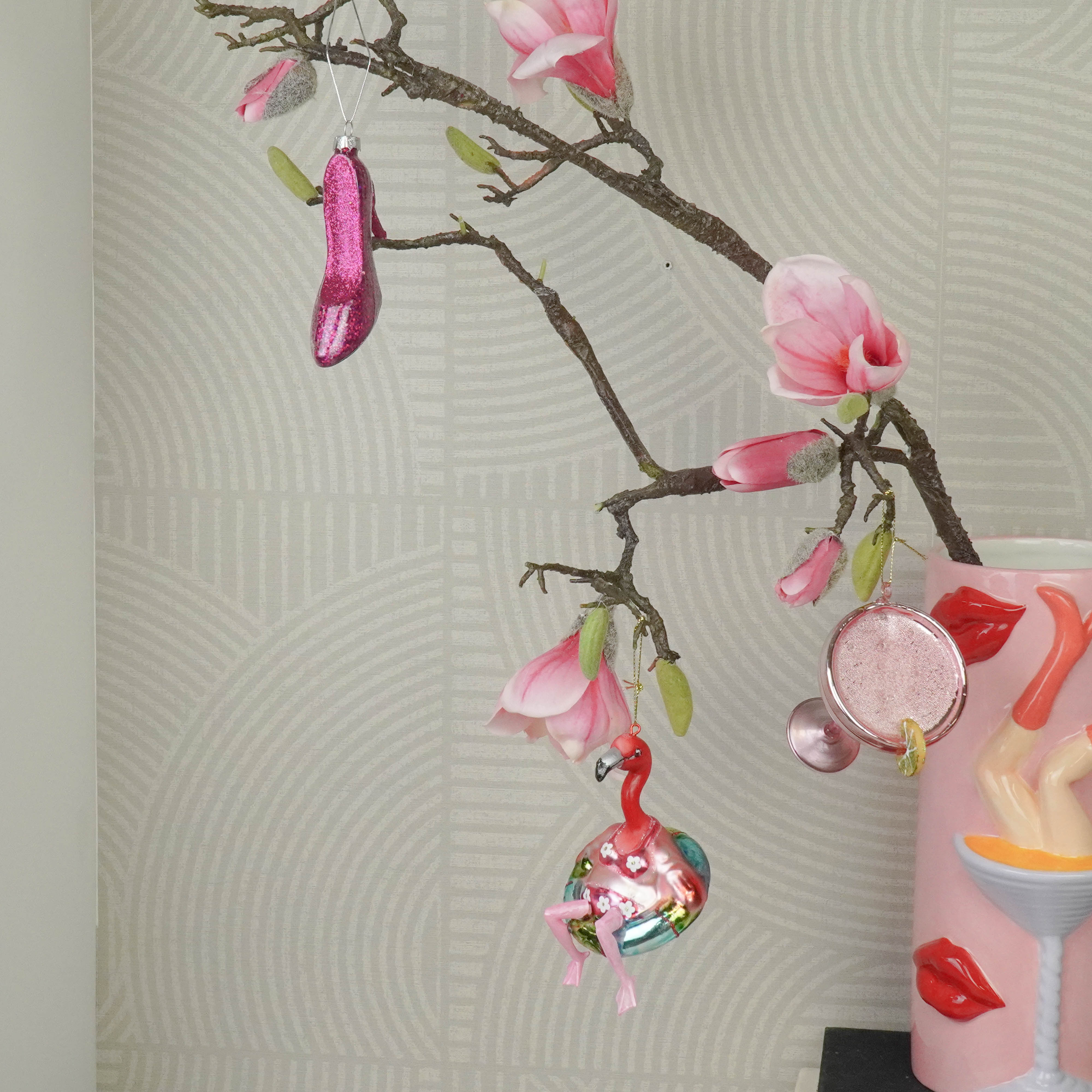 Kerstversiering - Kersthanger - Roze Pump - Glas - 8,5x3x7,5cm