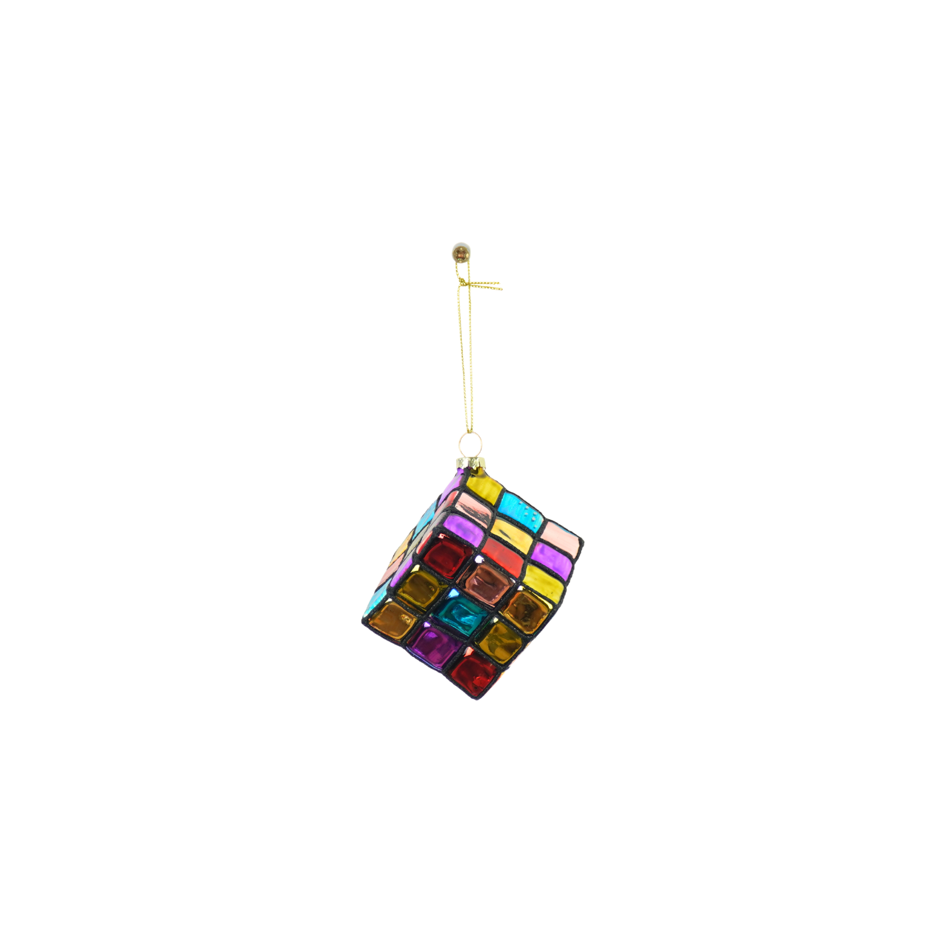 Kerstversiering - Kersthanger - Rubix Kubus - Multi Kleur - Glas - 5,5x5,5x5,5cm