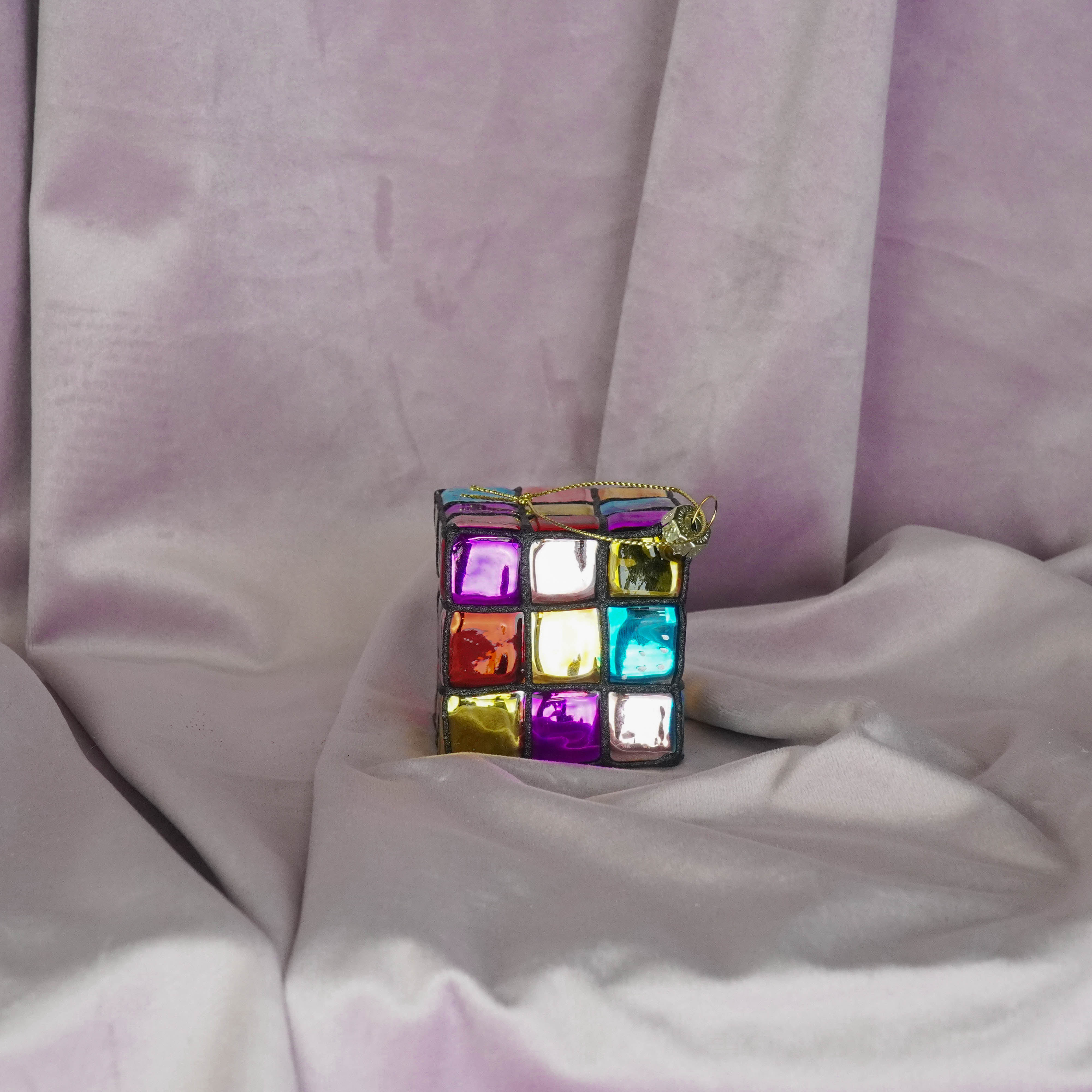 Kerstversiering - Kersthanger - Rubix Kubus - Multi Kleur - Glas - 5,5x5,5x5,5cm