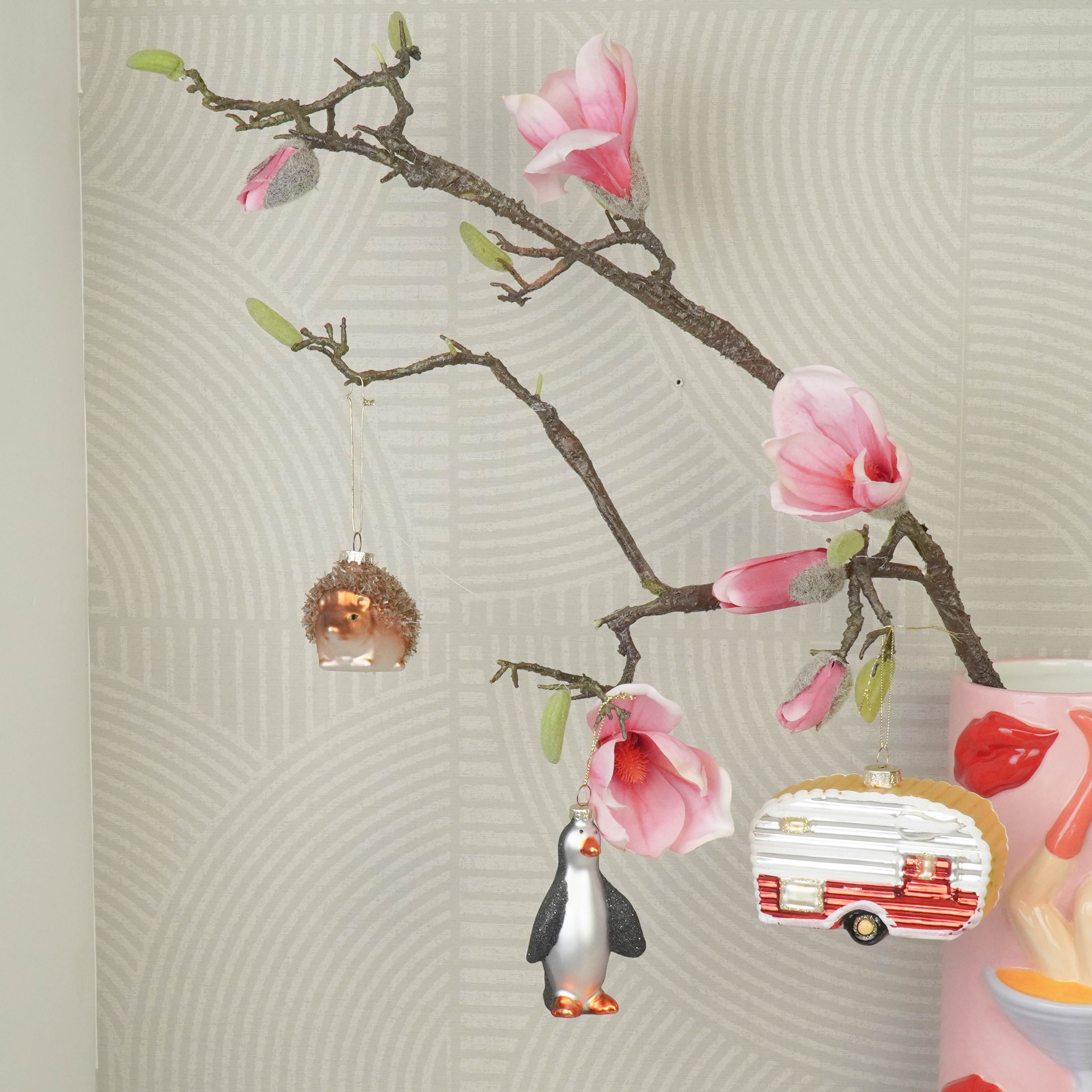 Kerstversiering - Kersthanger - Caravan - Wit/ Rood - Glas - 11,5x5x8cm