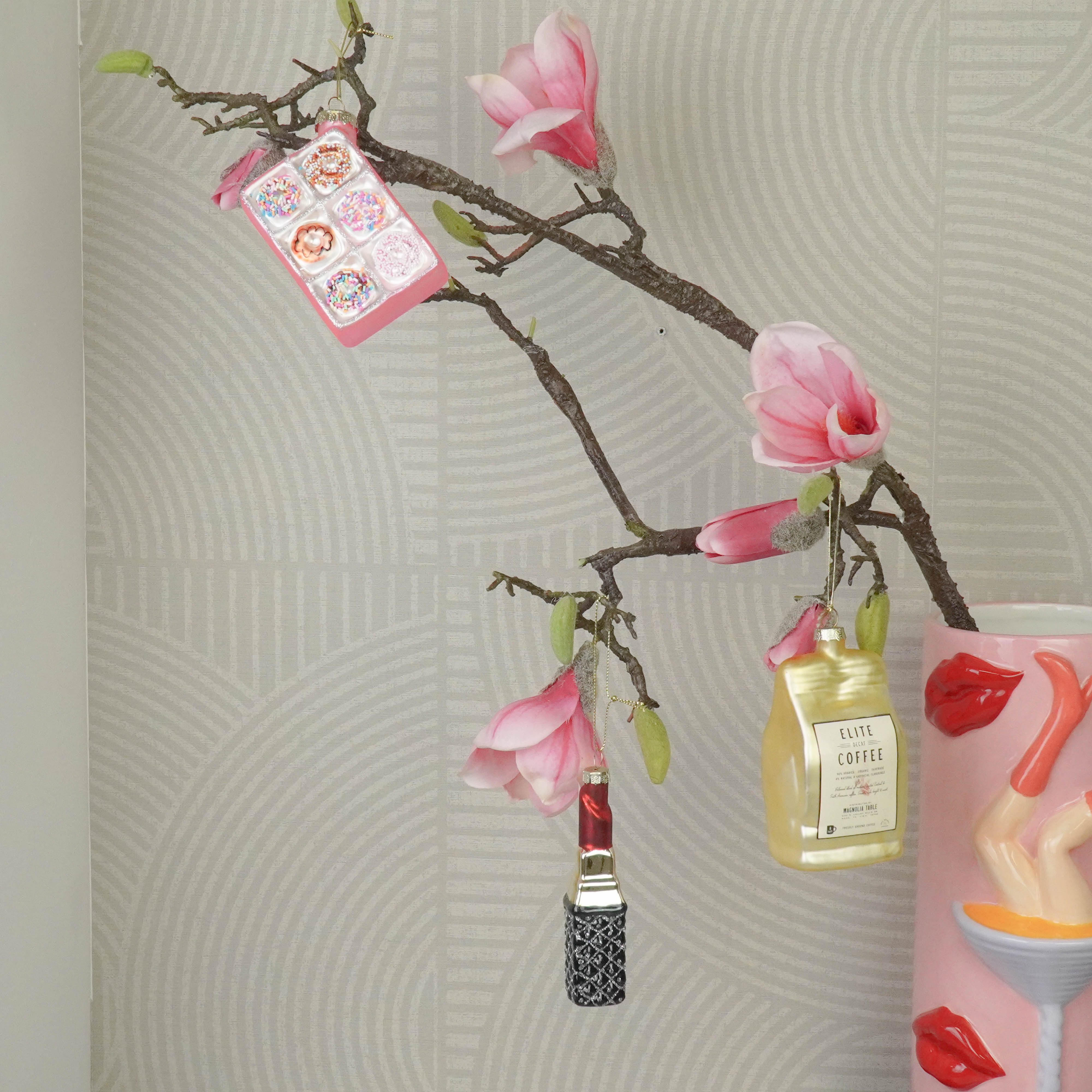 Kerstversiering - Kersthanger - Rode Lippenstift - Glas - 3x3x11cm