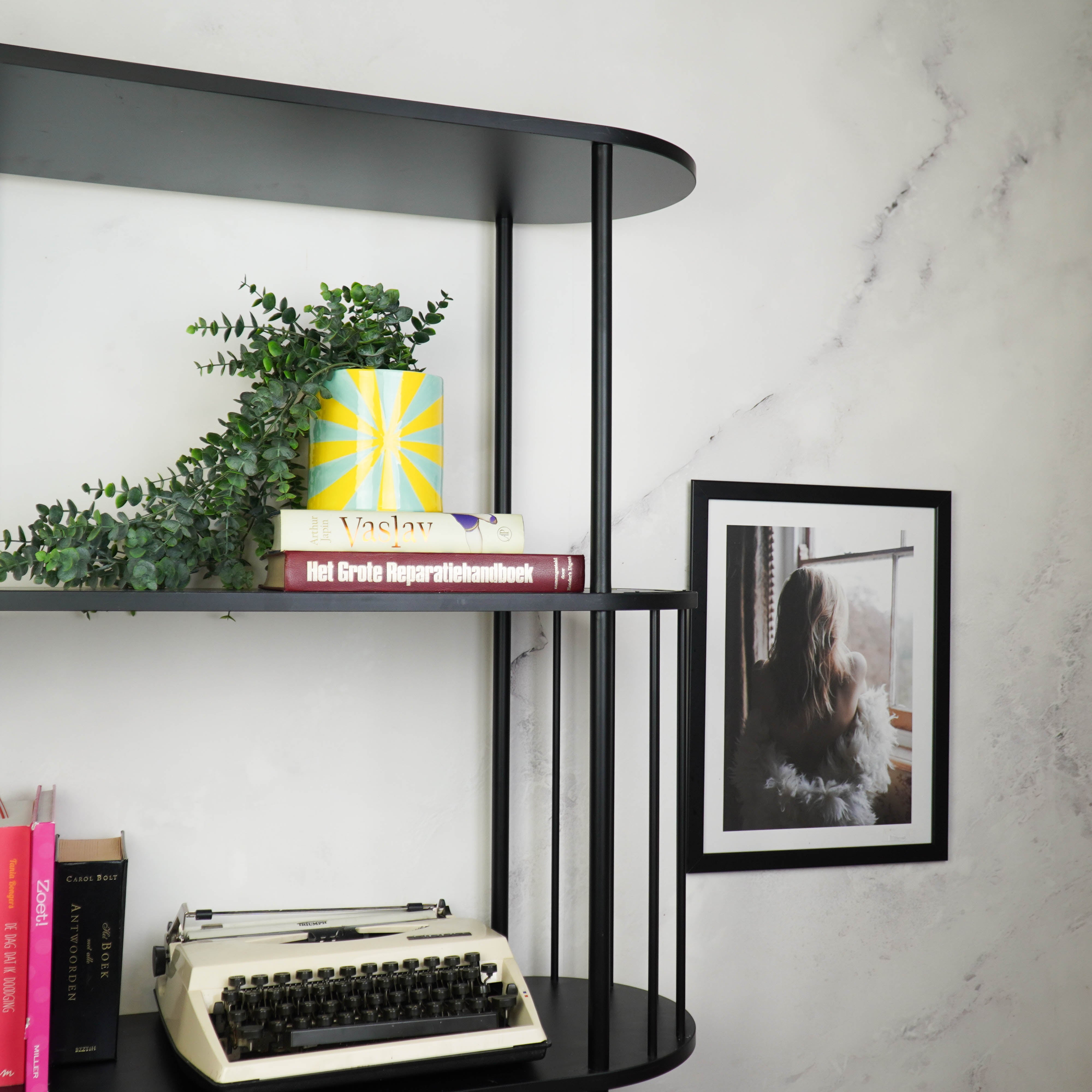 Pot - Planten Pot Swirl - Dolomiet - Geel/ Groen - 12.5x12.5x13cm