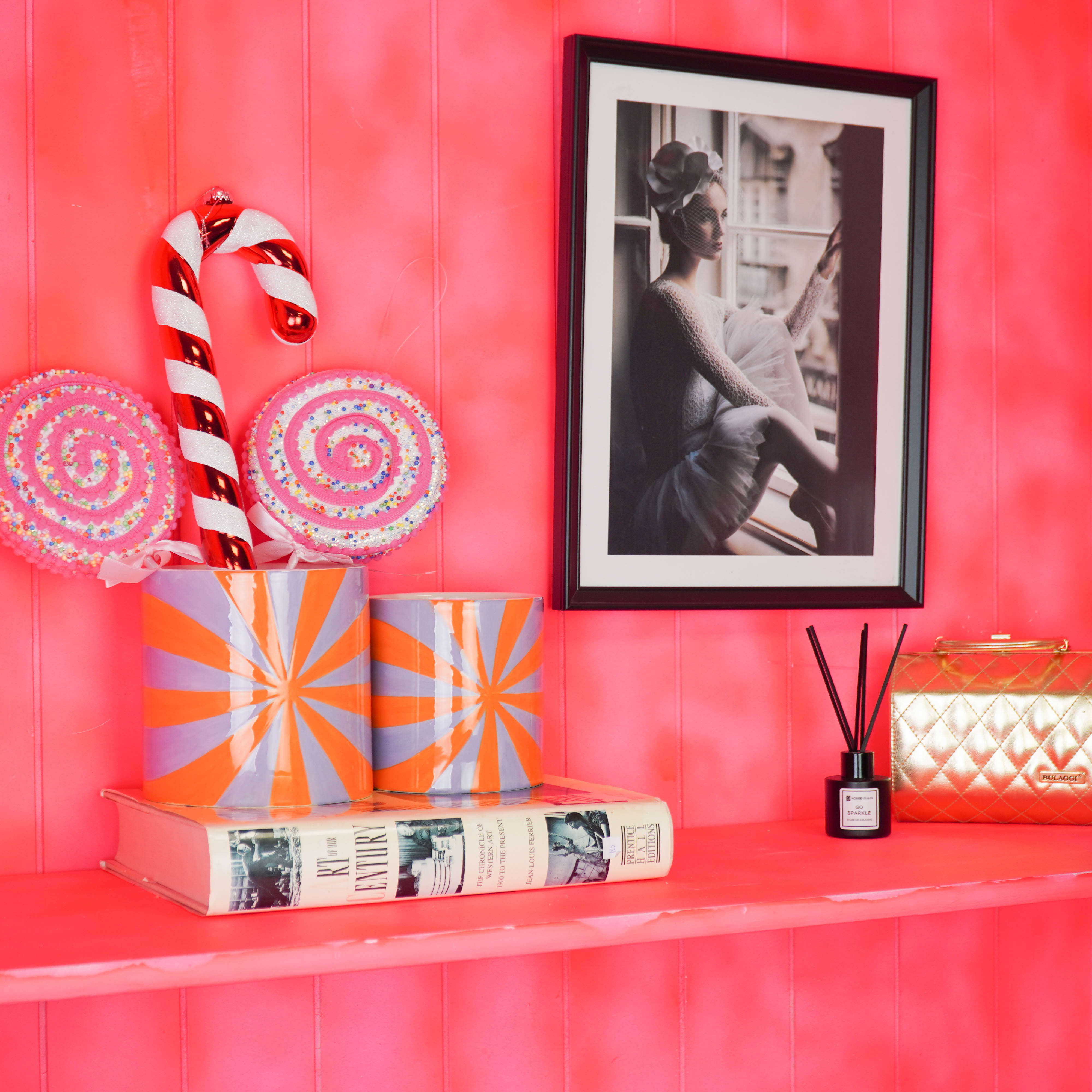 Pot - Planten Pot Swirl - Dolomiet - Oranje/ Lila - 15.5x15.5x16 cm