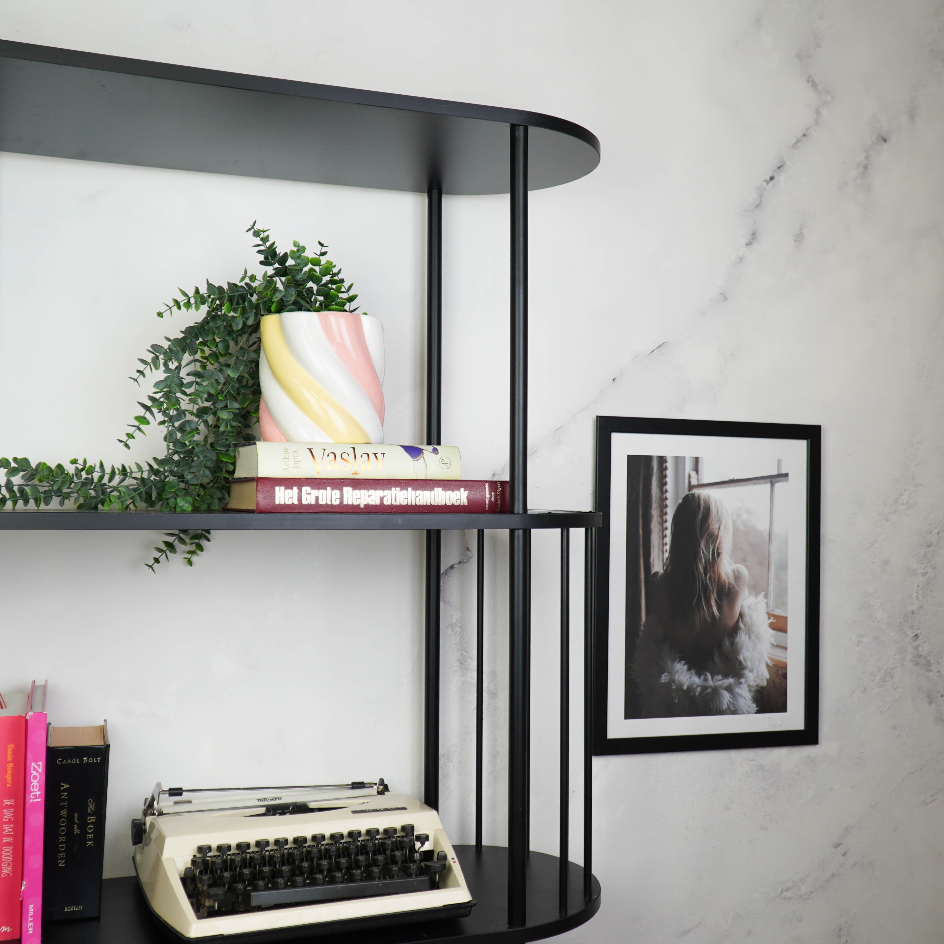 Pot - Planten Pot Kabelspek - Dolomiet - Roze/Wit / Geel - 12.5x12.5x13 cm