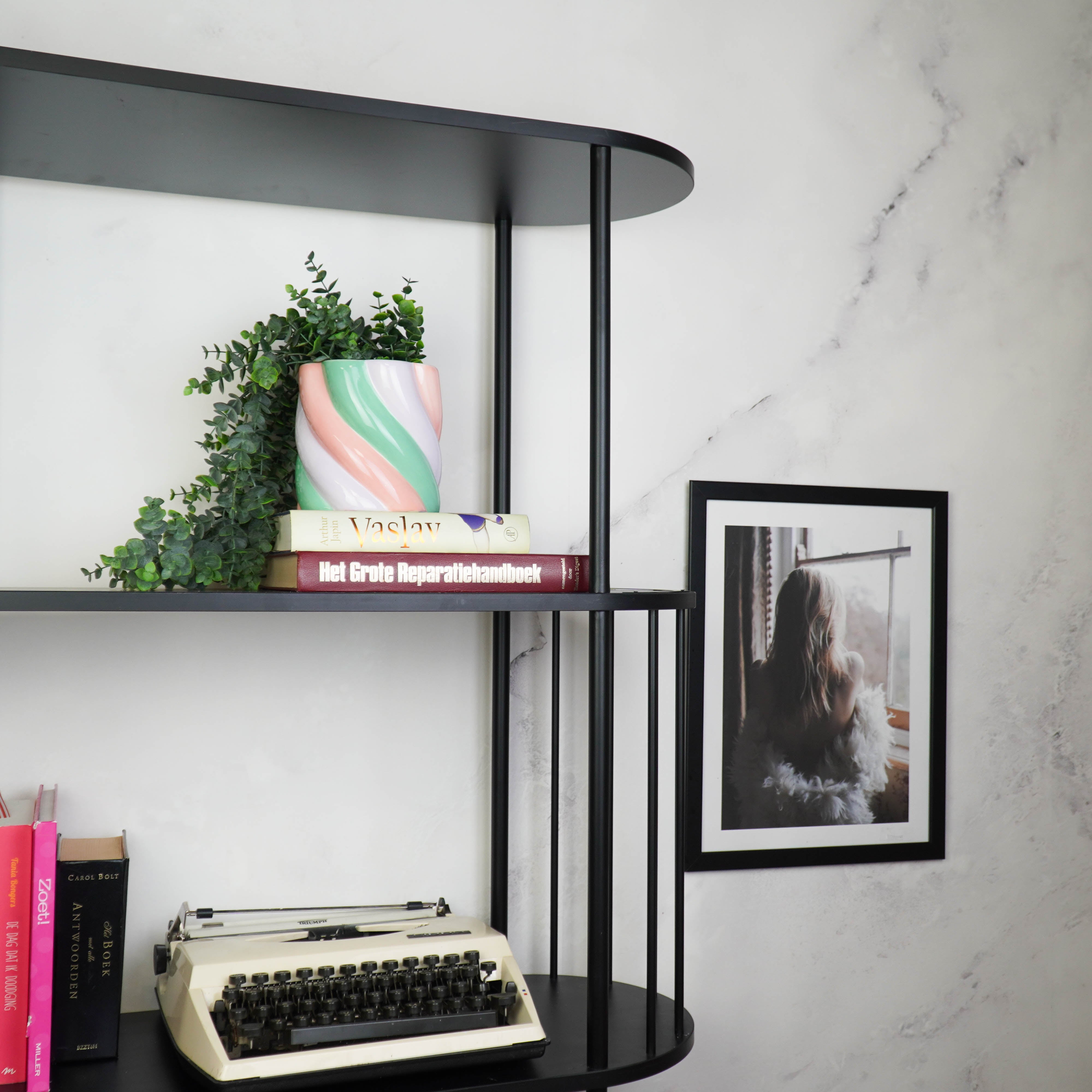 Pot - Planten Pot Kabelspek - Dolomiet - Roze/Lila /Groen - 12.5x12.5x13 cm