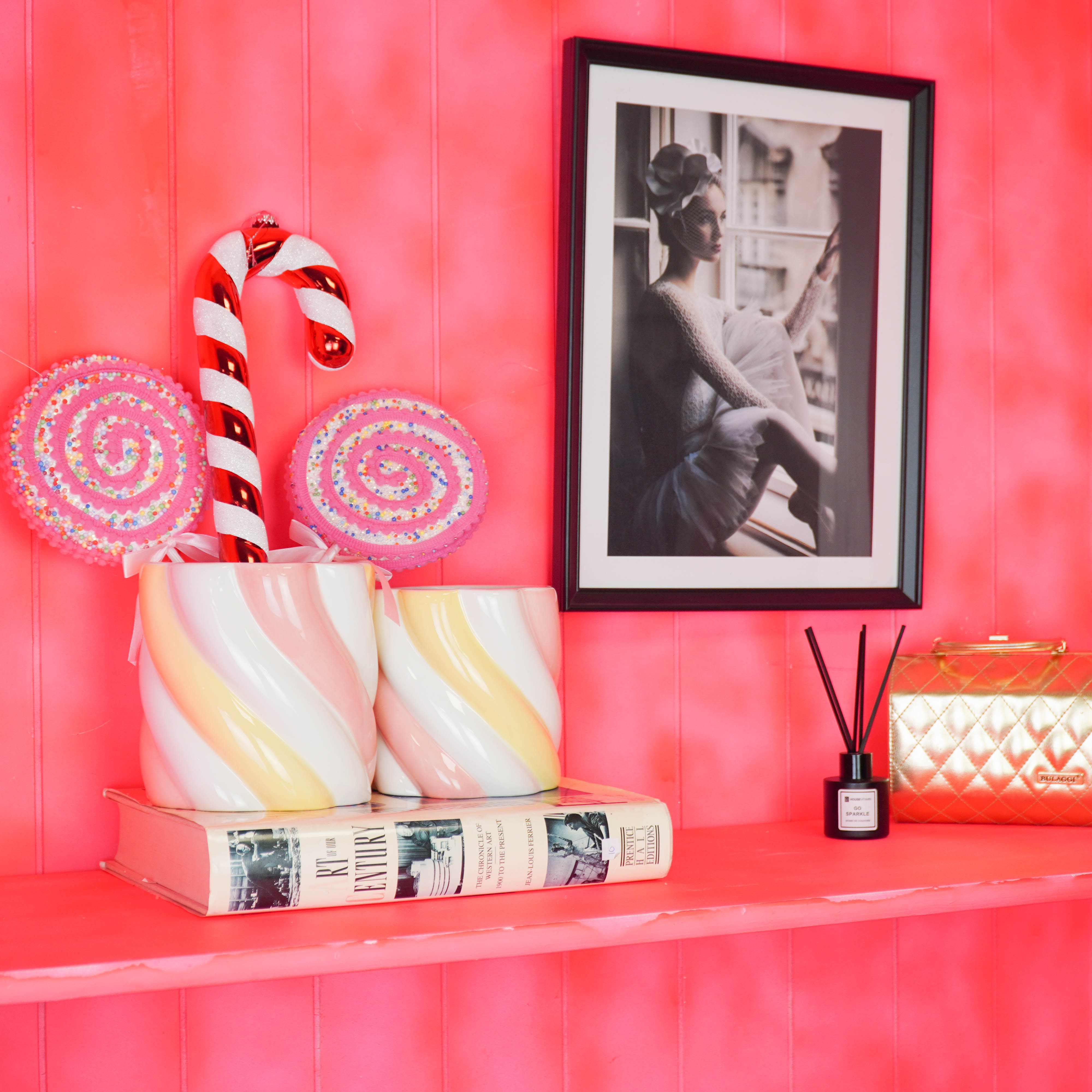 Pot - Planten Pot Kabelspek - Dolomiet - Roze/Wit / Geel - 15.5x15.5x16 cm