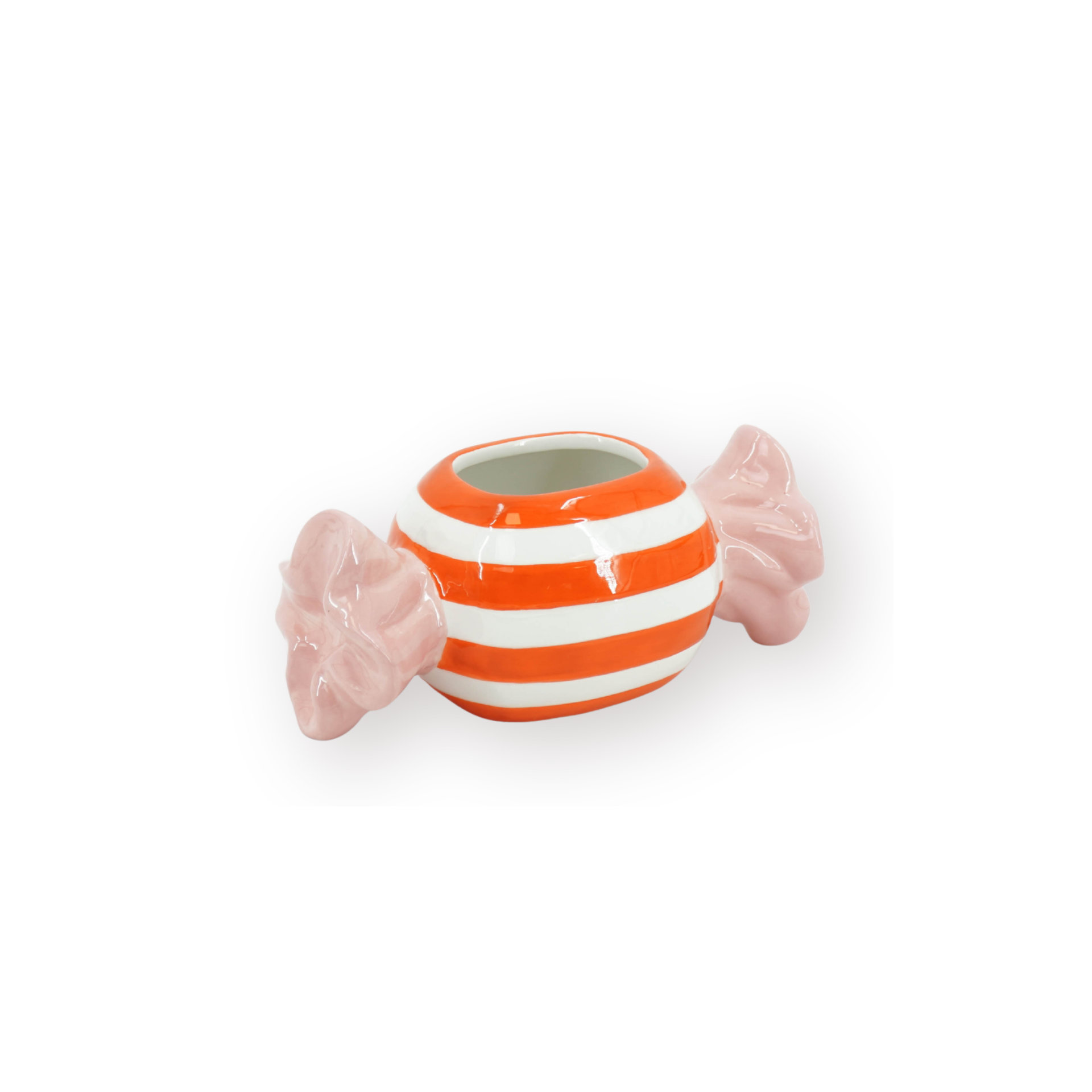 Pot - Planten Pot Toffee Snoepje - Dolomiet - Roze/Oranje - 12.5x6x6 cm