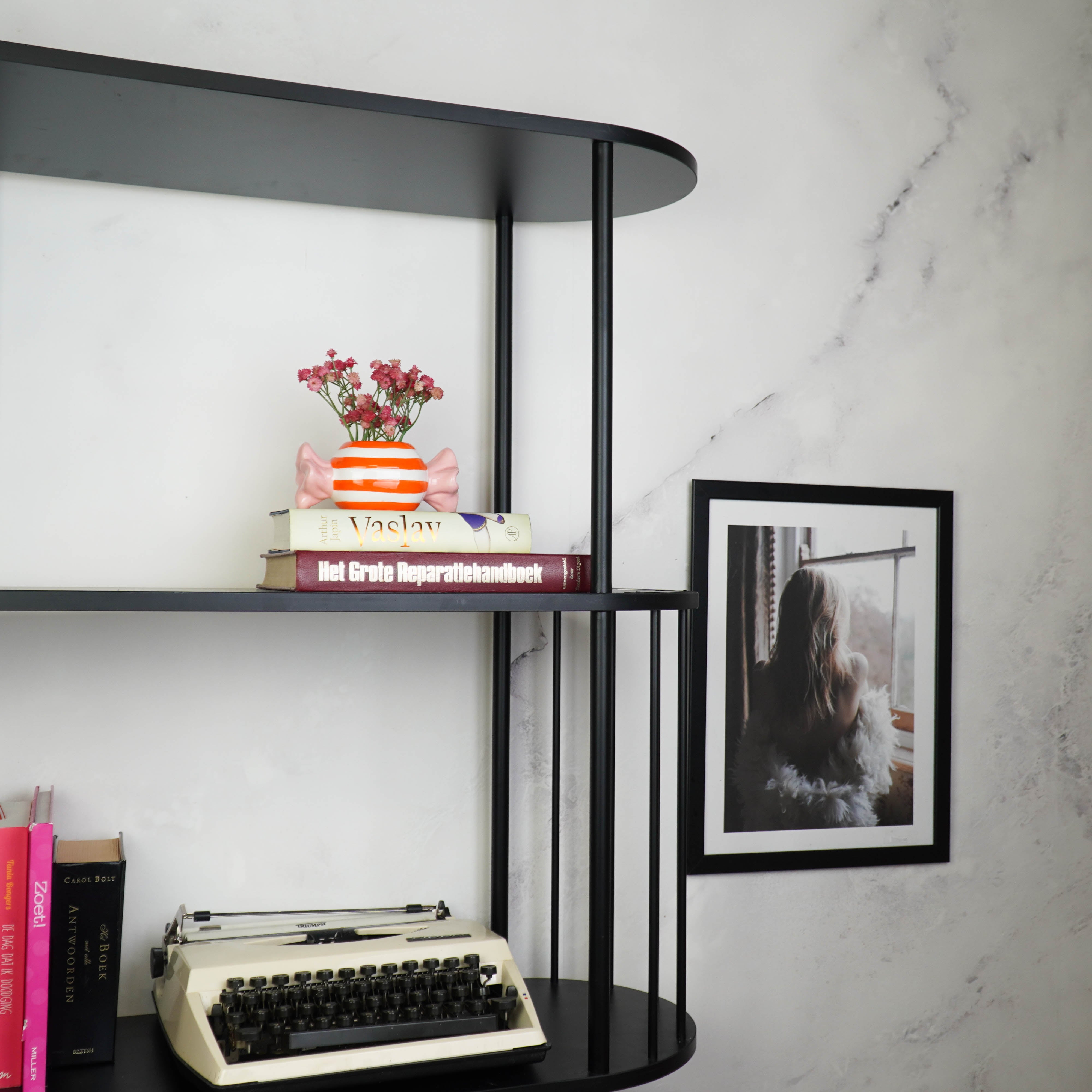 Pot - Planten Pot Toffee Snoepje - Dolomiet - Roze/Oranje - 12.5x6x6 cm