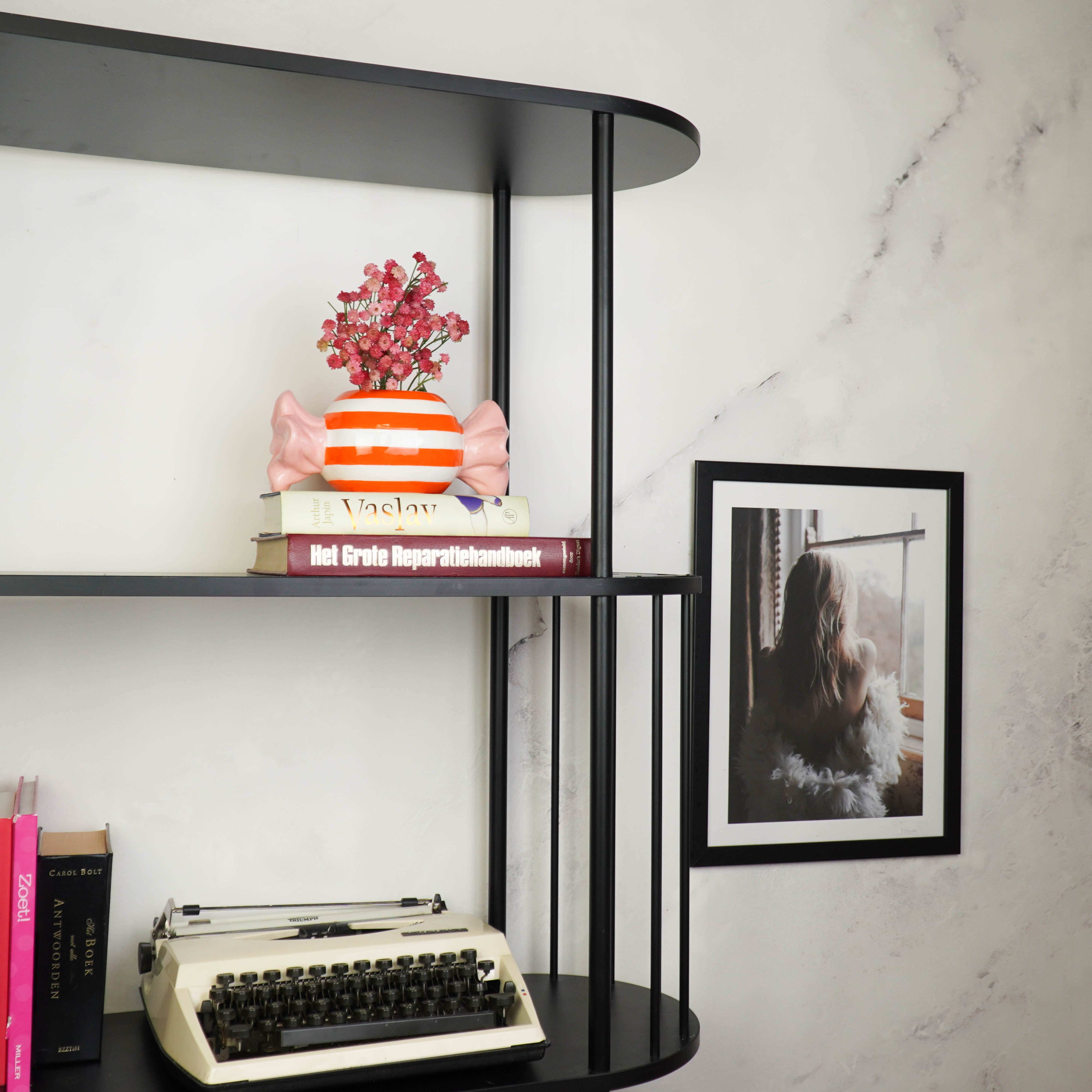 Pot - Planten Pot Snoepje - Dolomiet - Roze/Oranje - 16.8x8x8 cm