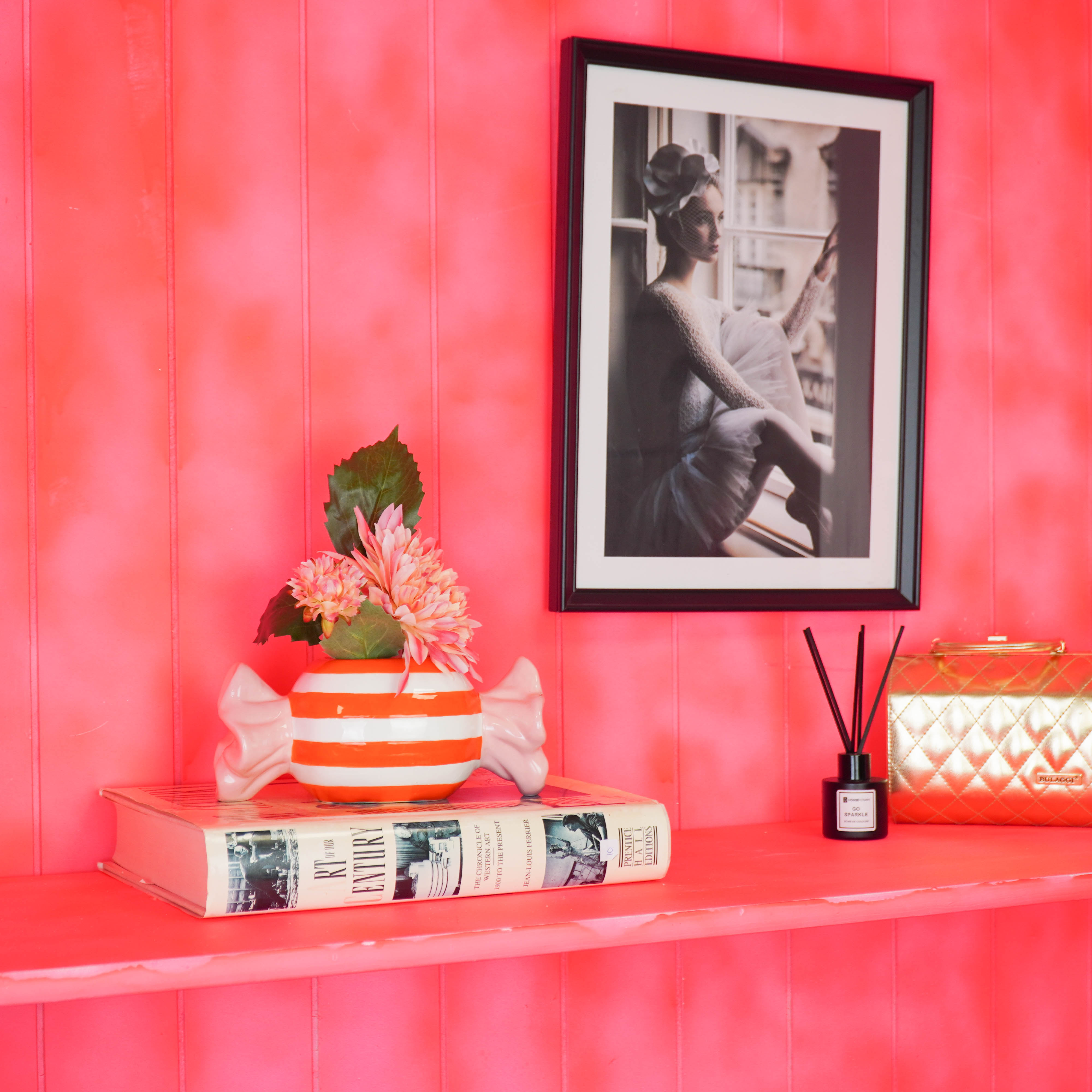 Pot - Planten Pot Snoepje - Dolomiet - Roze/Oranje - 16.8x8x8 cm