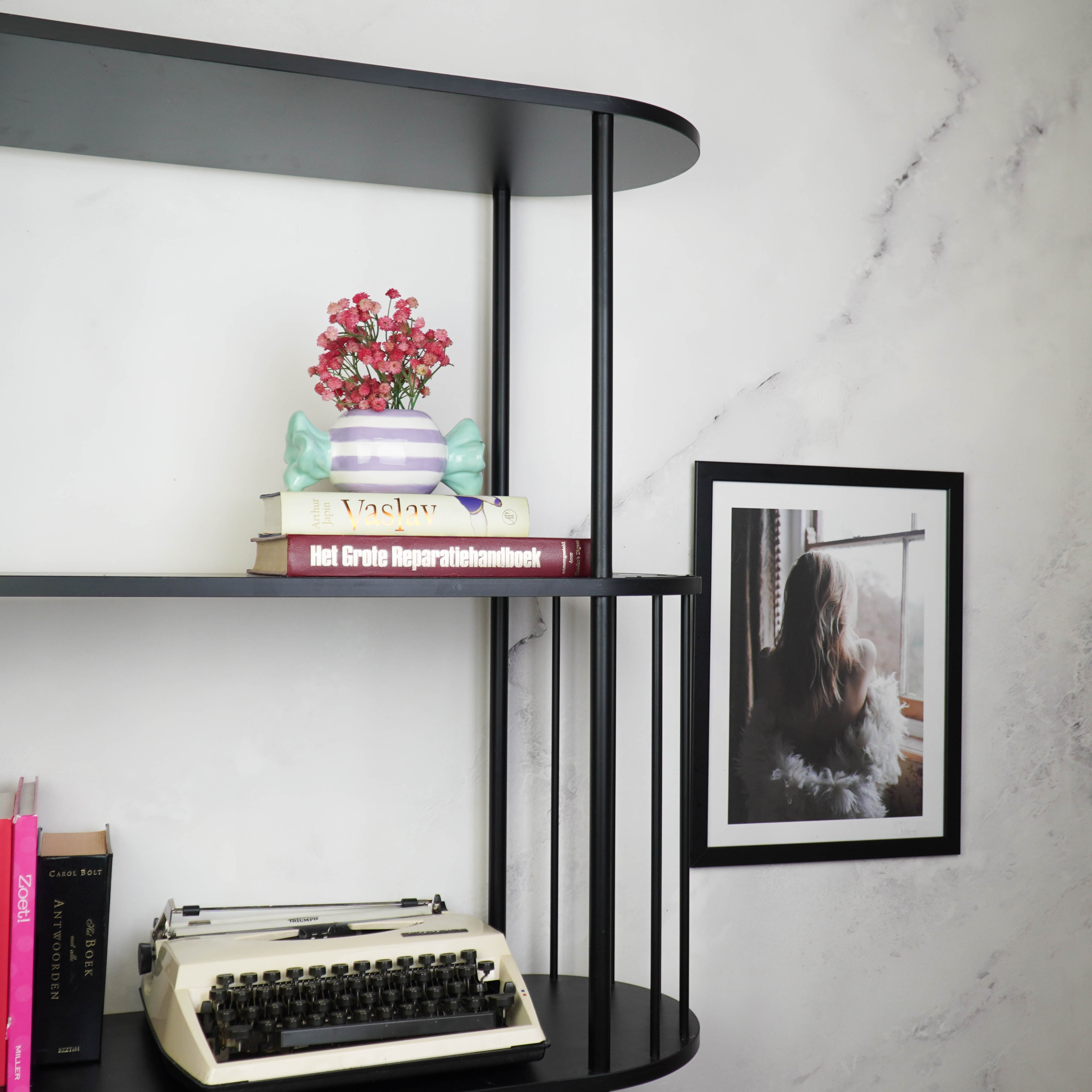 Pot - Planten Pot Snoepje - Dolomiet - Groen/ Lila - 21x9.5x9.5 cm