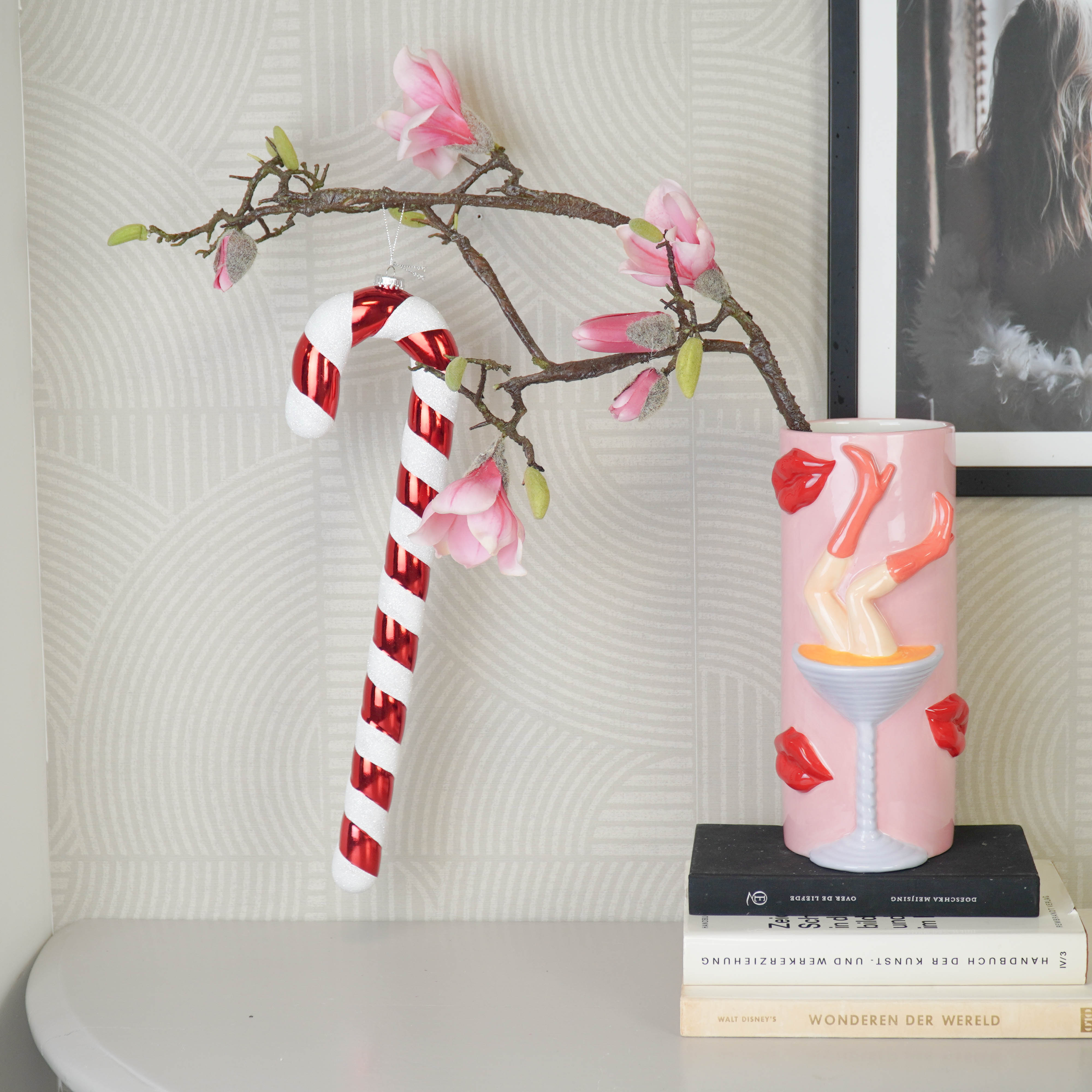 Kerstversiering - Zuurstok - Kunststof - Rood/ Wit - 11x3x42 cm