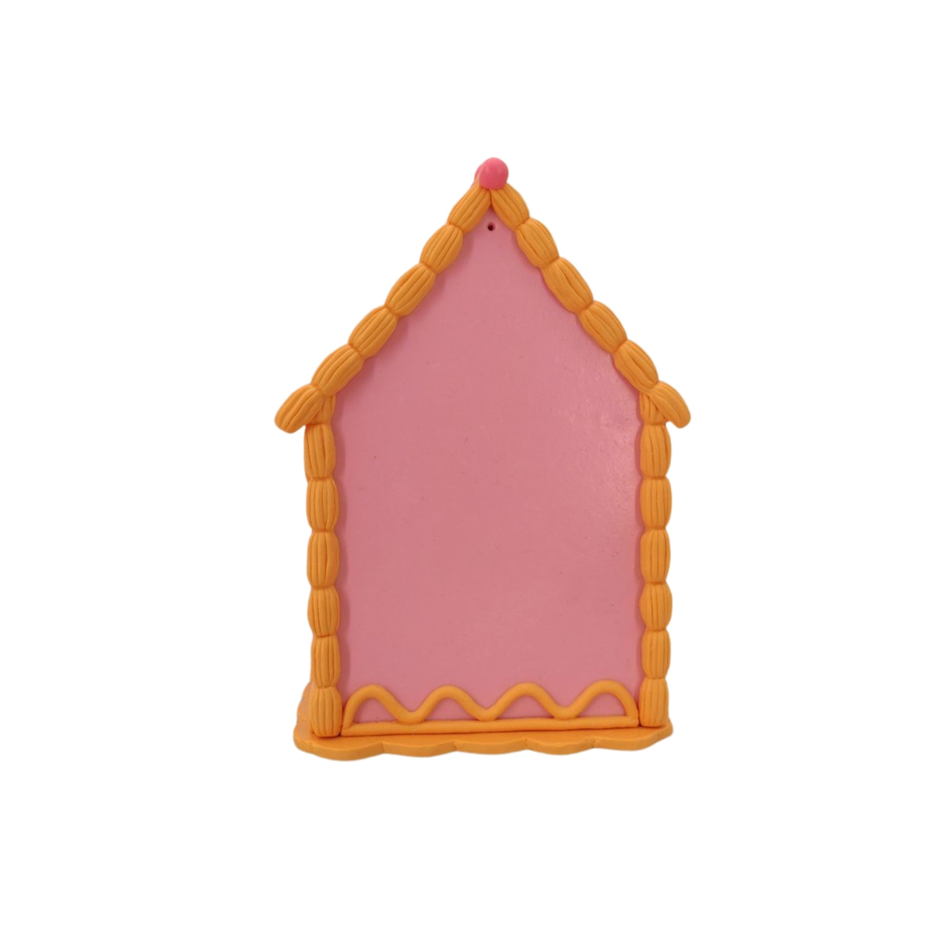 Kerst Decoratie - Led Lamp Snoephuis - Klei - Roze/Oranje - 13x18,5 cm