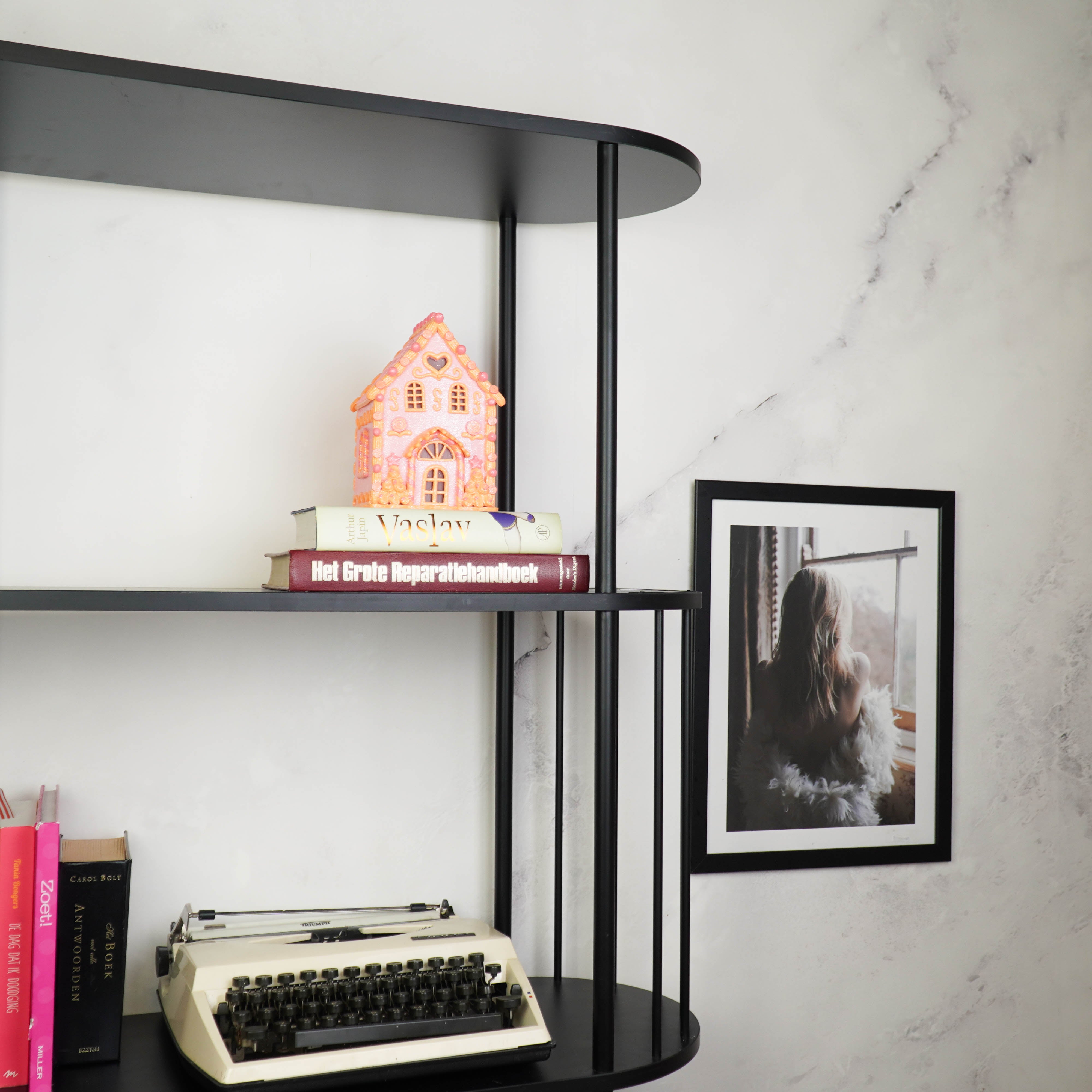 Kerst Decoratie - Led Lamp Snoephuis - Klei - Roze/Oranje - 13x18,5 cm