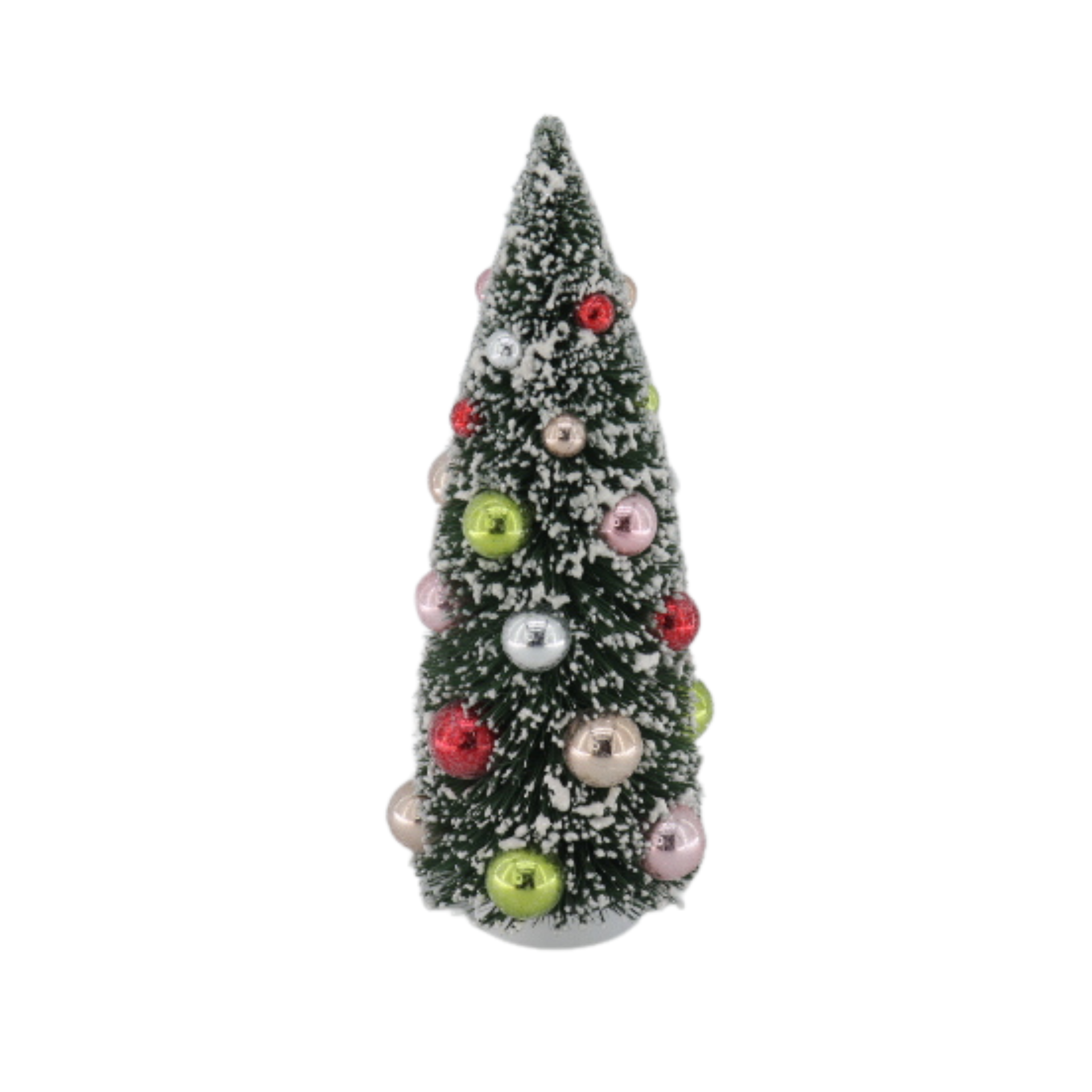 Kerst Decoratie - Kerstboom met gekleurde ballen - Kunststof - Groen/Multicolour - 12x12x31 cm