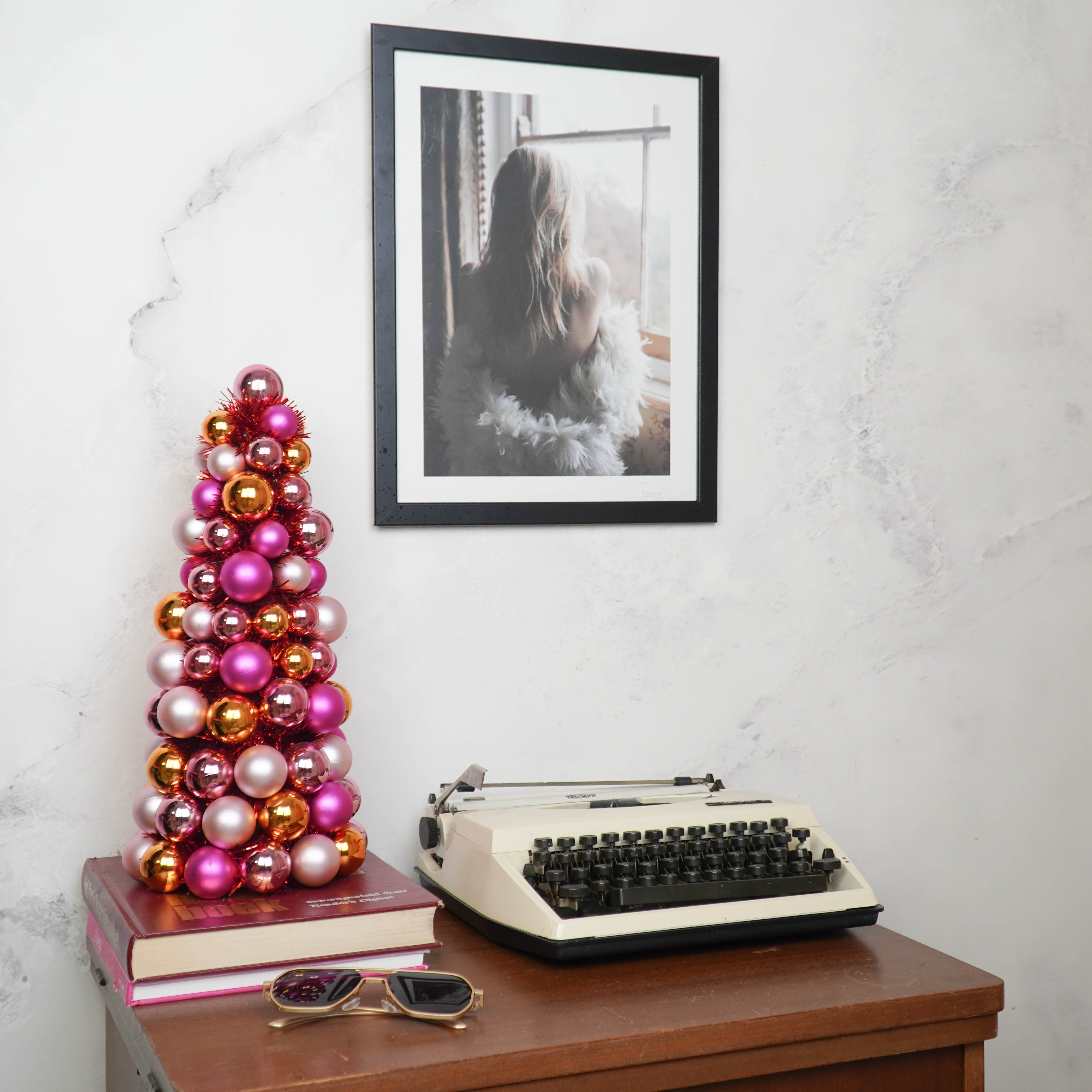 Kerst Decoratie - Kerstballen Kerstboom - Kunststof - Roze/Oranje - 19x41 cm