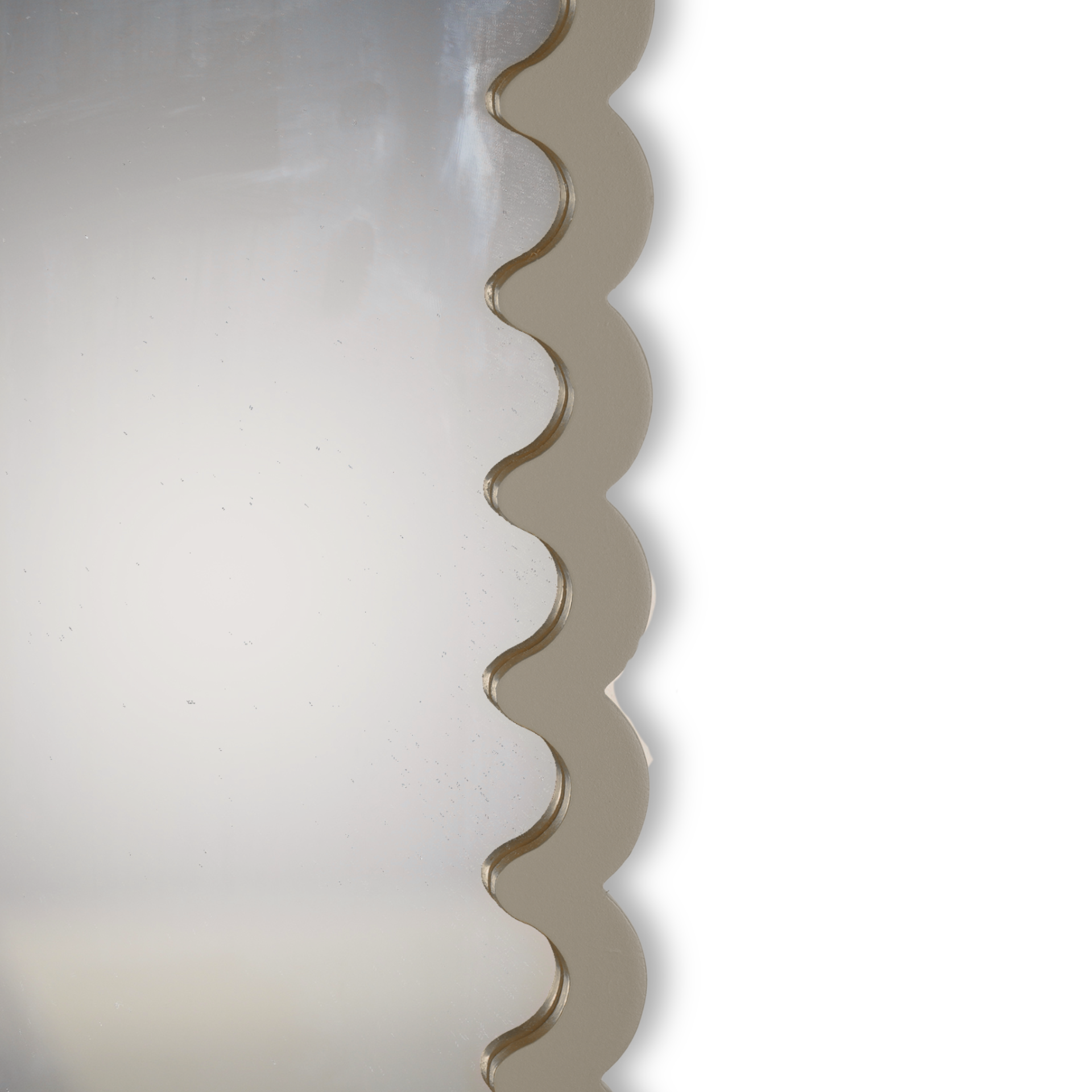 Spiegel - Wand Spiegel met Golvende Rand - MDF - Taupe - 24x33x1.5cm